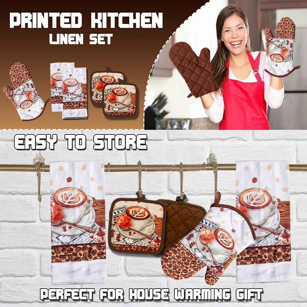 Lobyn Value Packs 5-Piece Caf Latte Kitchen Towel Set