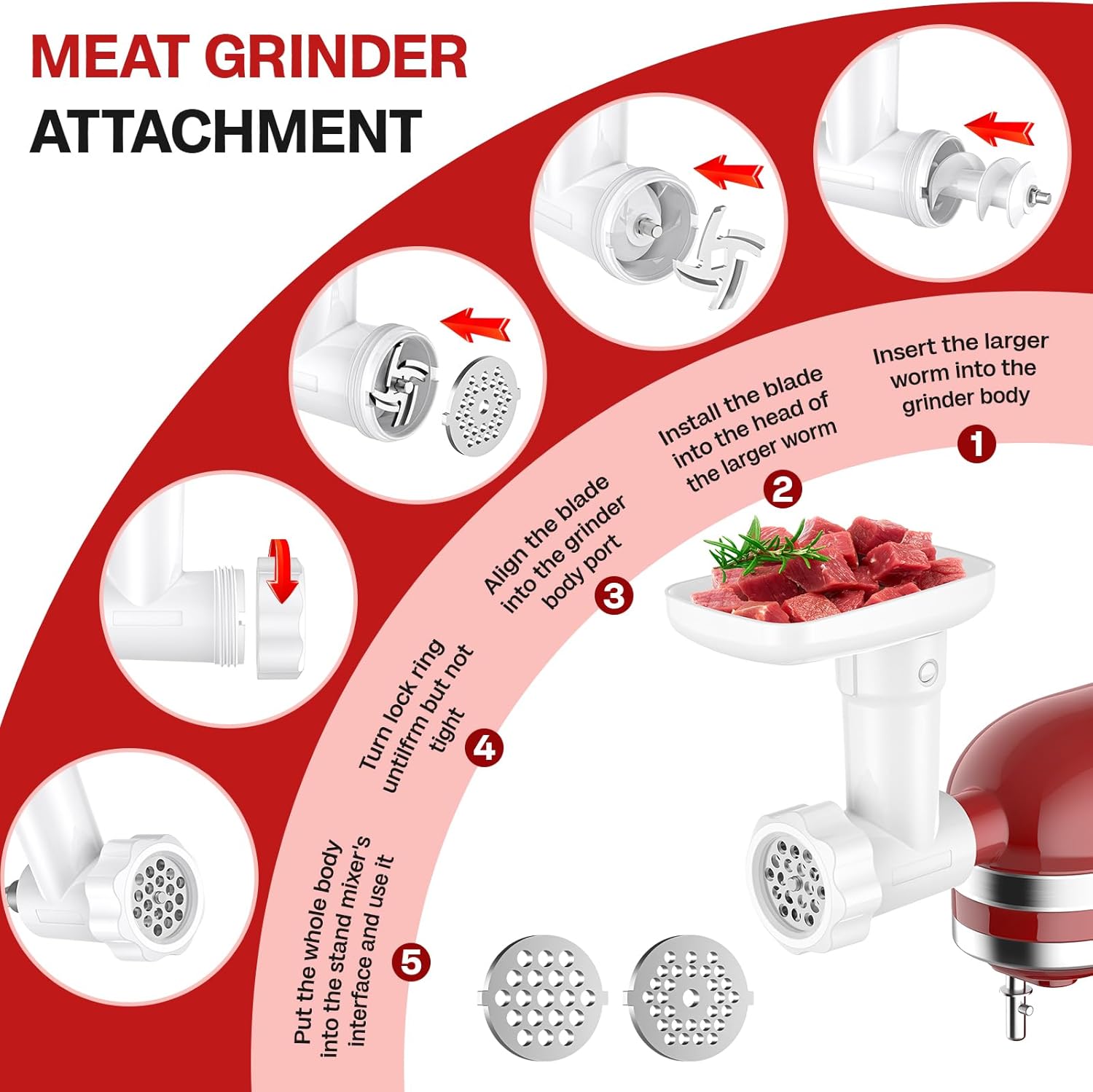Cofun KitchenAid Meat Grinder and Strainer Set