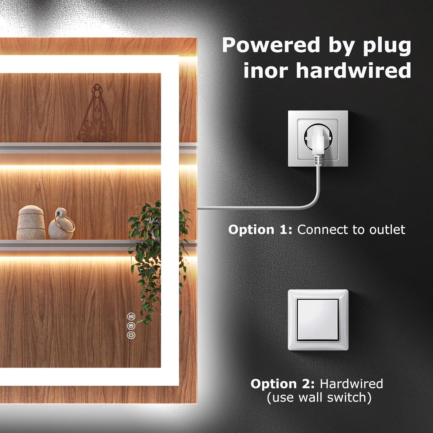 LED Bathroom Mirror with Lights 24x32 Dimmable Smart Mirror