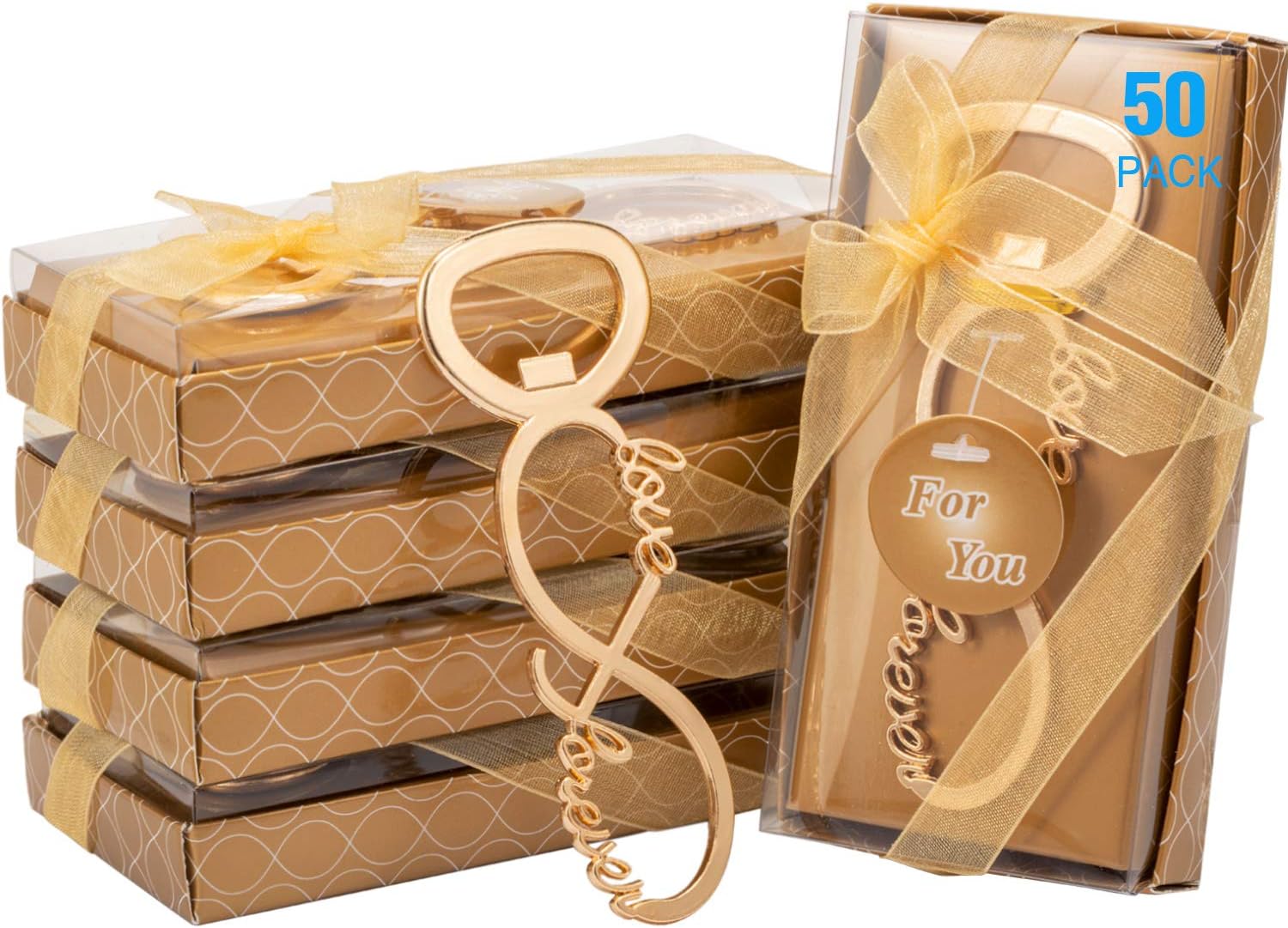 50 Packs Gold Love Forever Bottle Opener Wedding Favors