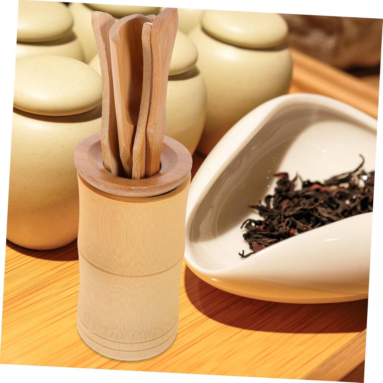 Alipis 6 Piece Bamboo Tea Set for Home Use