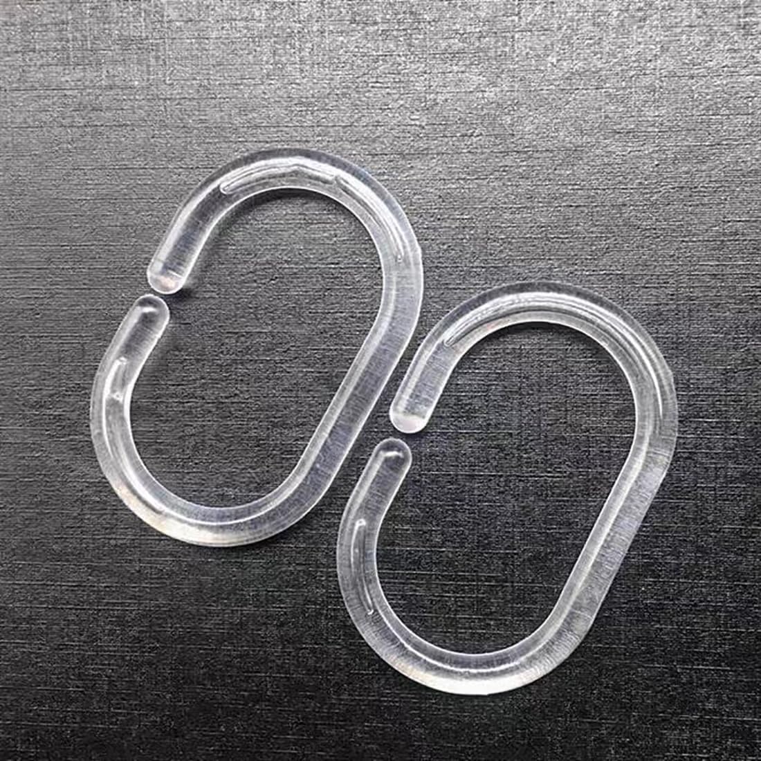 24 PCS Clear Plastic Shower Curtain Rings Hooks Hangers Rod Mount