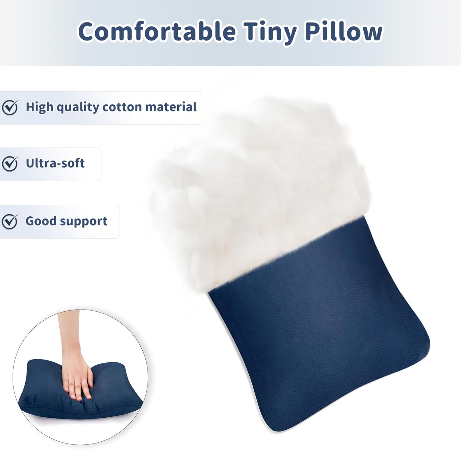 Pro Goleem Small Travel Pillow 11x6x25 Navy Blue
