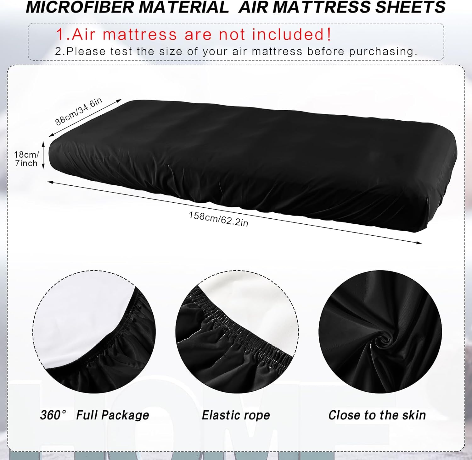 Breling Kids Air Mattress Fitted Sheets 2 Pcs Black