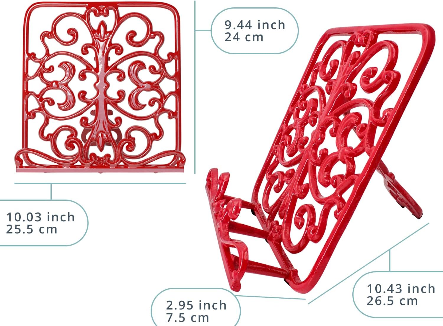 Comfify Cast Iron Cook Book Stand - Adjustable and Durable