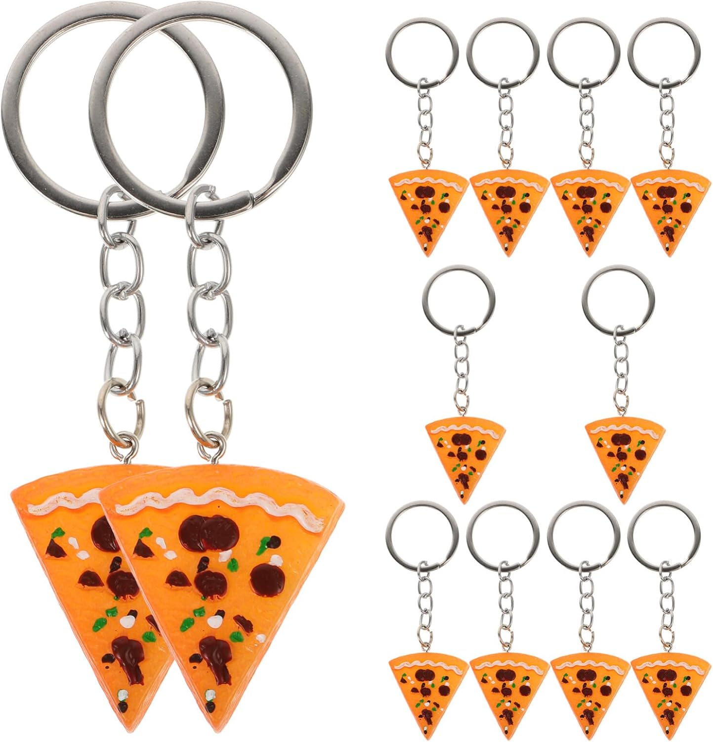 12 Pcs Pizza Keychains Realistic Resin Keyrings