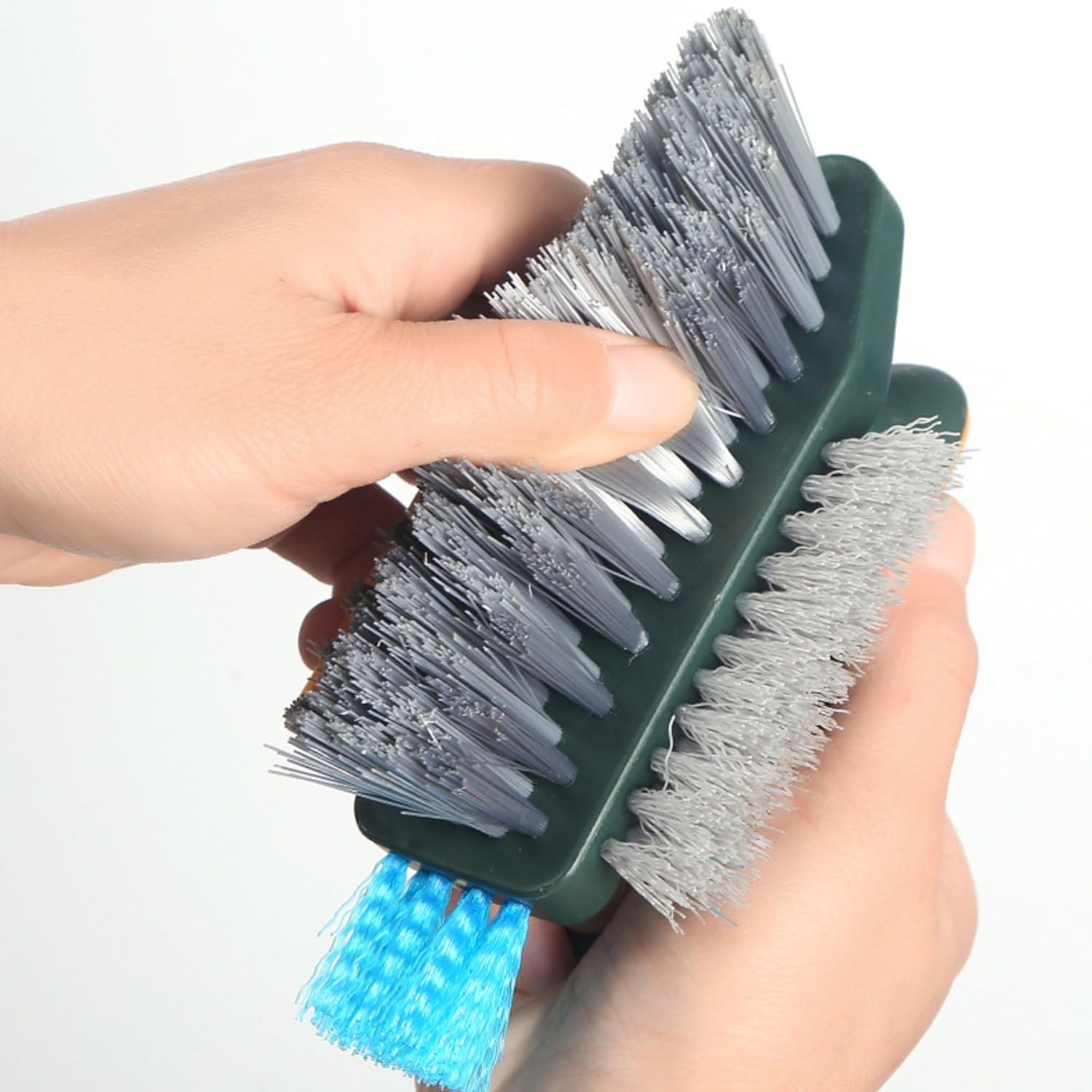 Multi Functional Gap Cleaning Brush with V-Shaped Head and Silicone Scraper