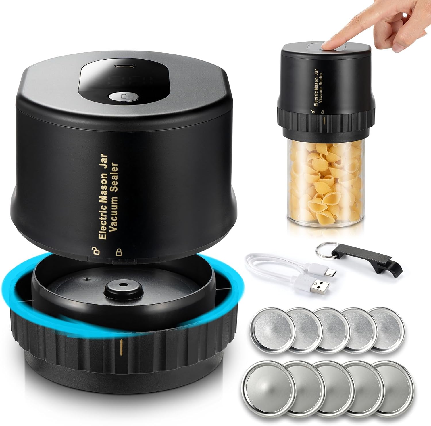 Unichild Electric Mason Jar Vacuum Sealer Kit with Can Opener