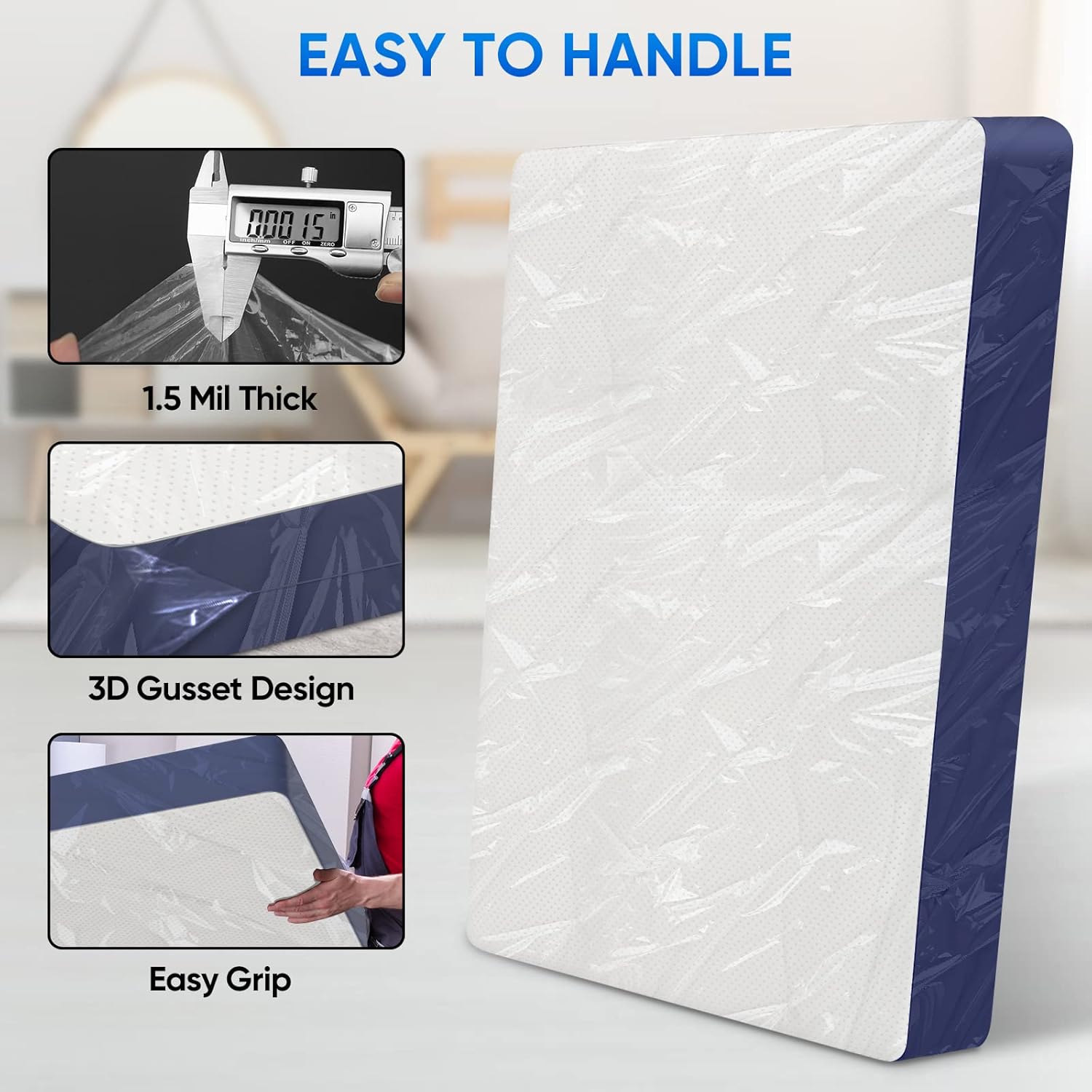 Ticonn 2pk Plastic Mattress Bag Waterproof Heavy Duty