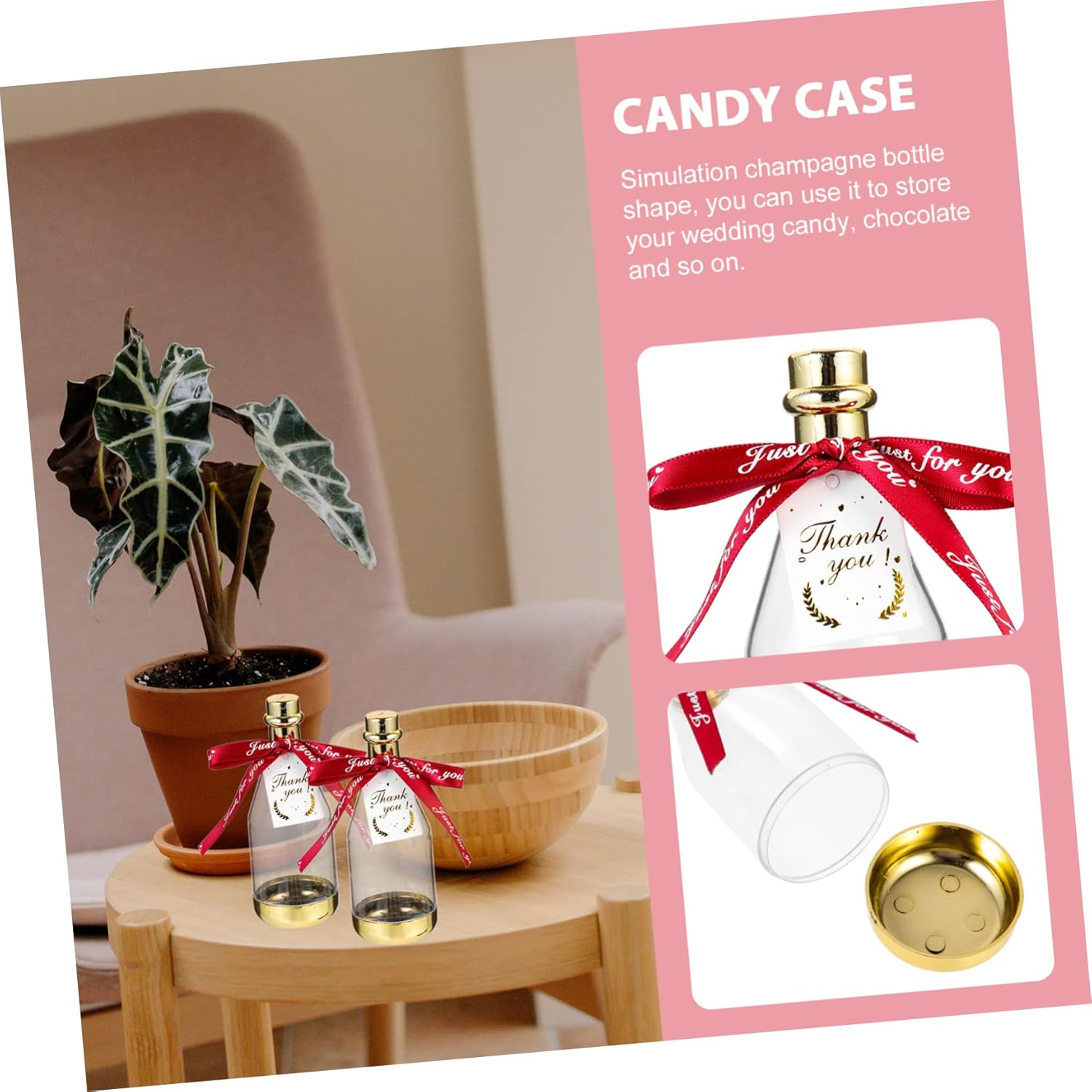 PRETYZOOM 6pc Bottle Shaped Candy Containers for Wedding and Party