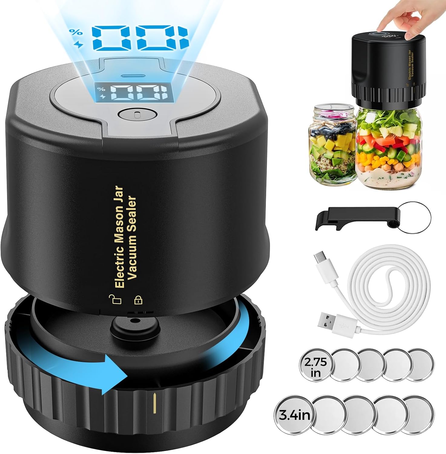 Fodmor Electric Mason Jar Vacuum Sealer Kit