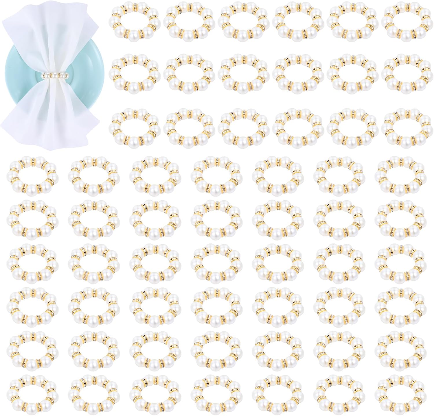 60 Pcs Pearl Napkin Rings for Elegant Weddings and Parties