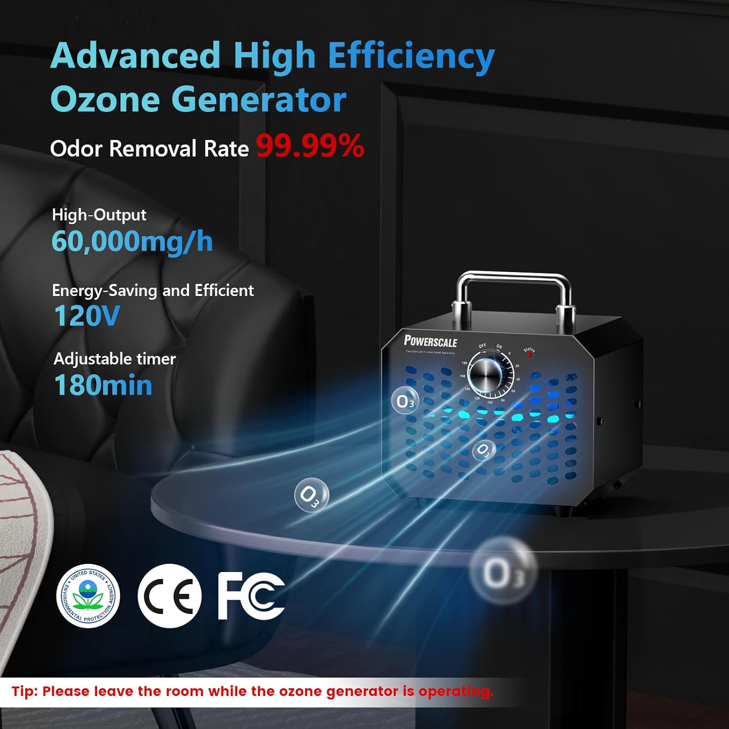 PowerScale Ozone Generator 60000 mg H Black