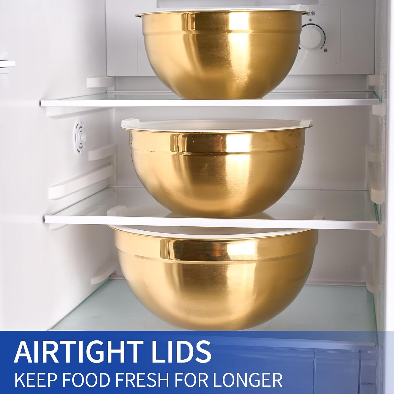 Gold Mixing Bowls With Airtight Lids 7 Piece Set