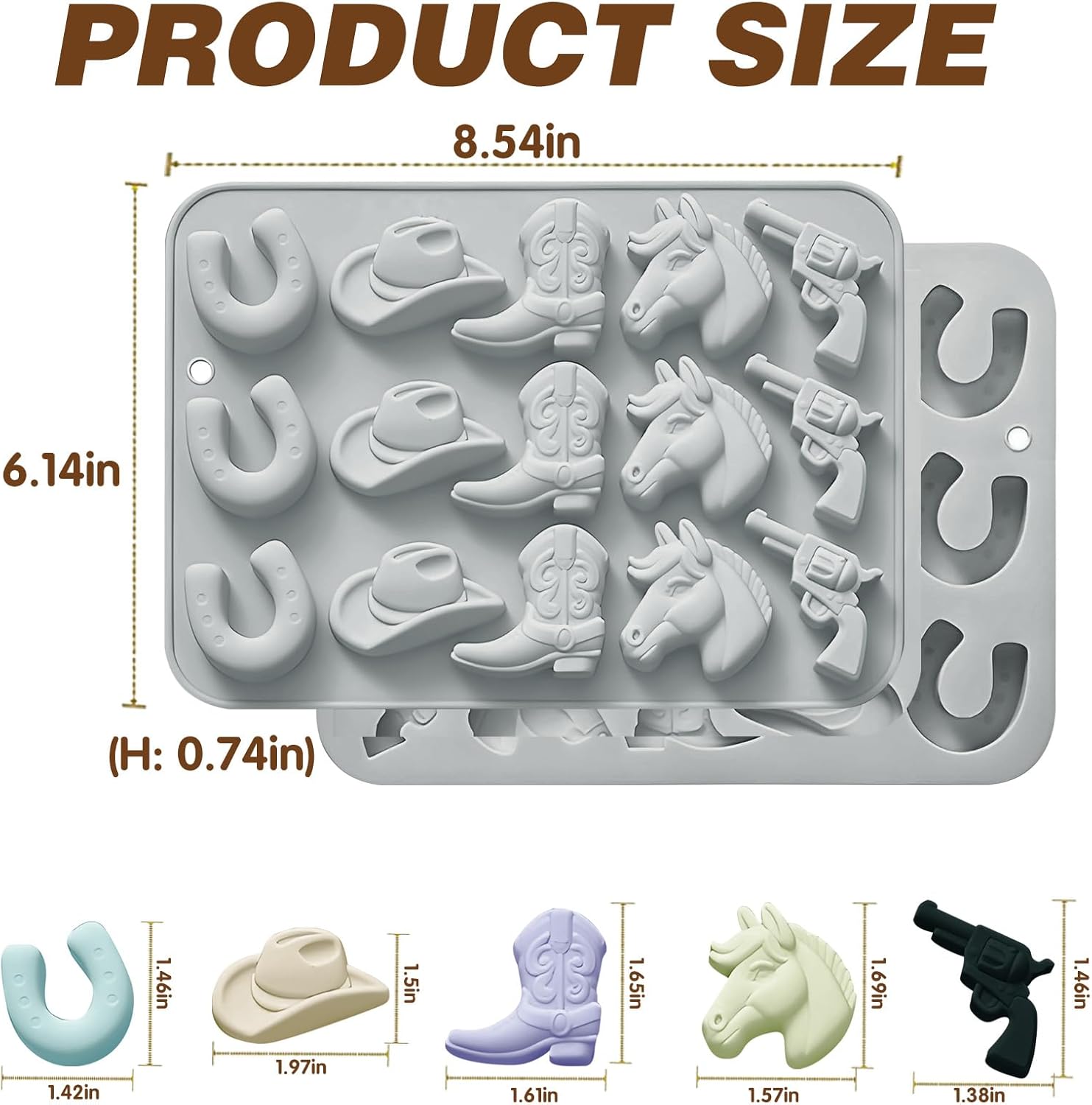 2Pcs Cowboy Chocolate Mold Double Blue