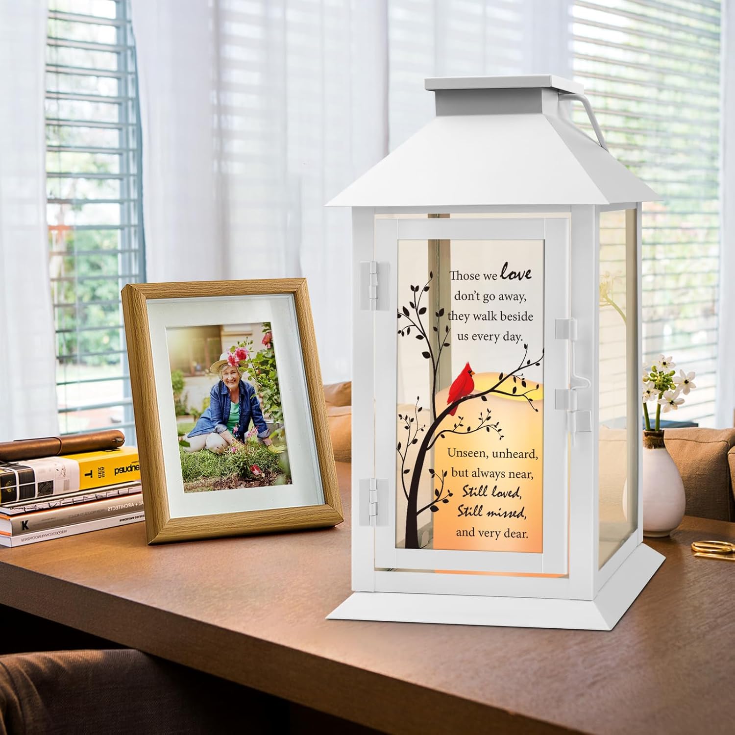 Memorial Lantern with LED Candle and Remote Control