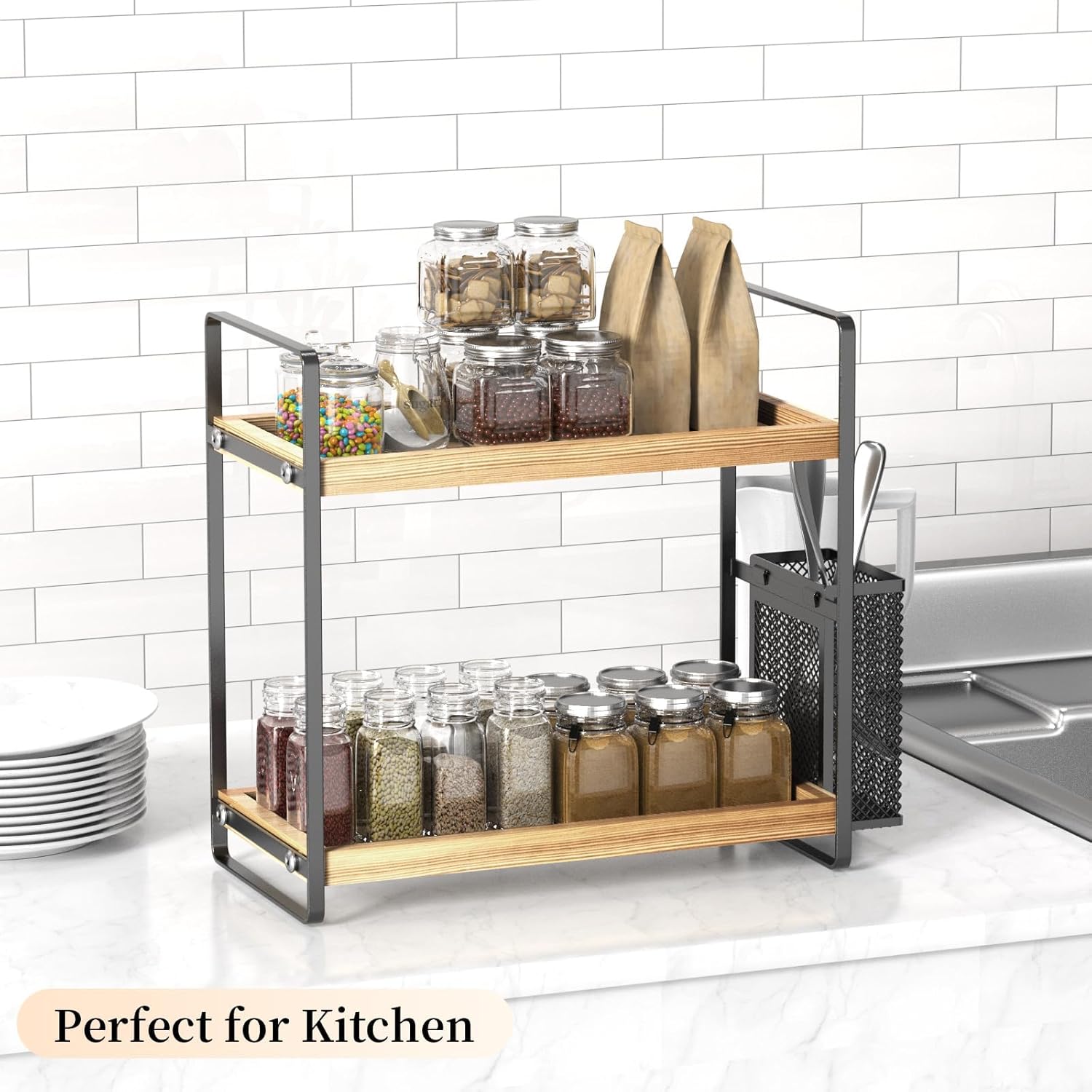 LEMIKKLE Bathroom Counter Organizer with Basket