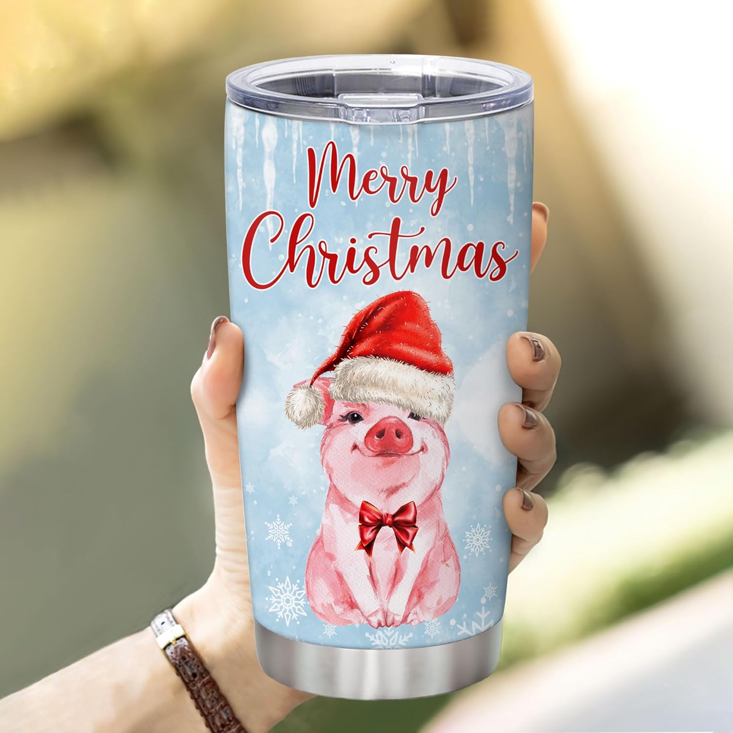 Hyturtle Custom Name Pig Christmas Coffee Tumbler 20oz
