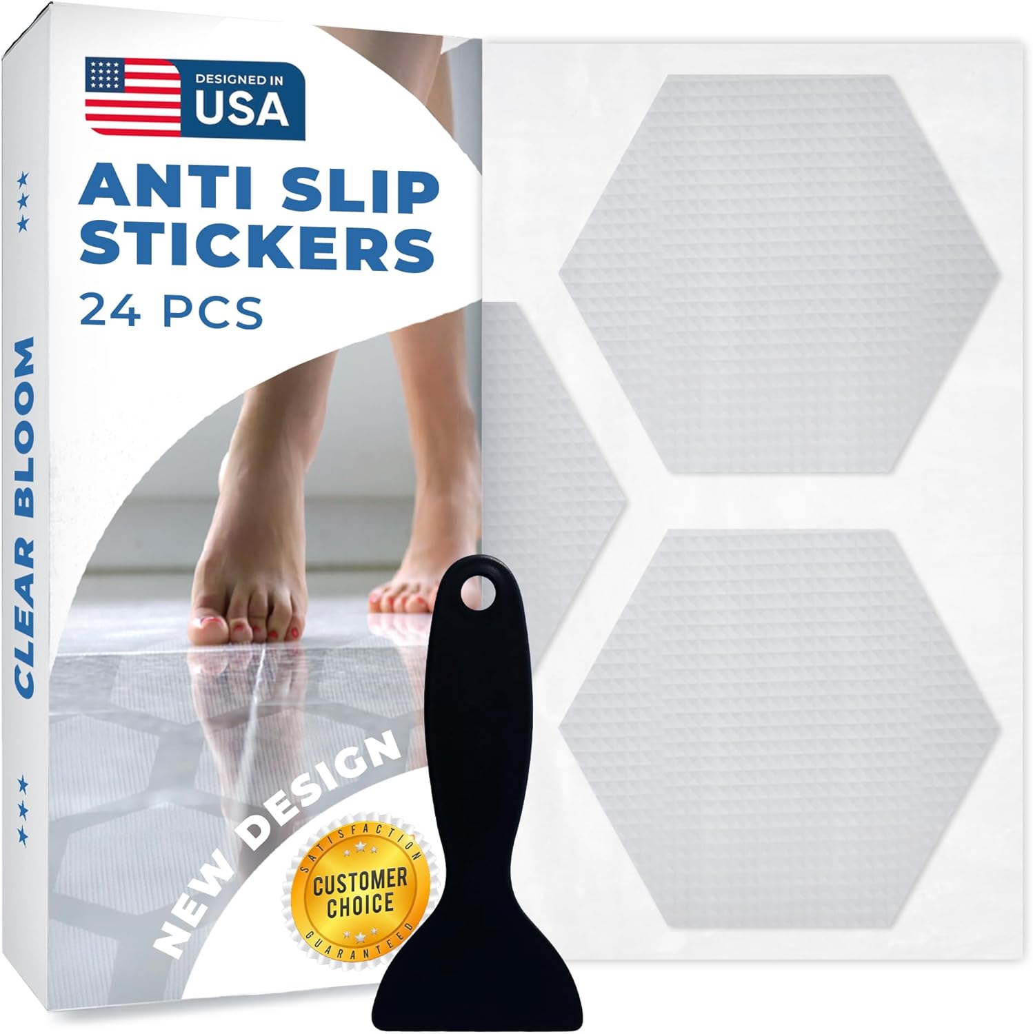 Anti Slip Shower Stickers 24 PCS Clear Non-Slip Bath Mats