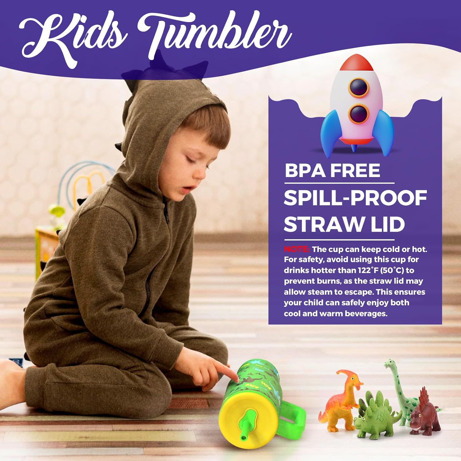 Luxgola Kids 24 oz Tumbler with Handle and Leak Proof Lid