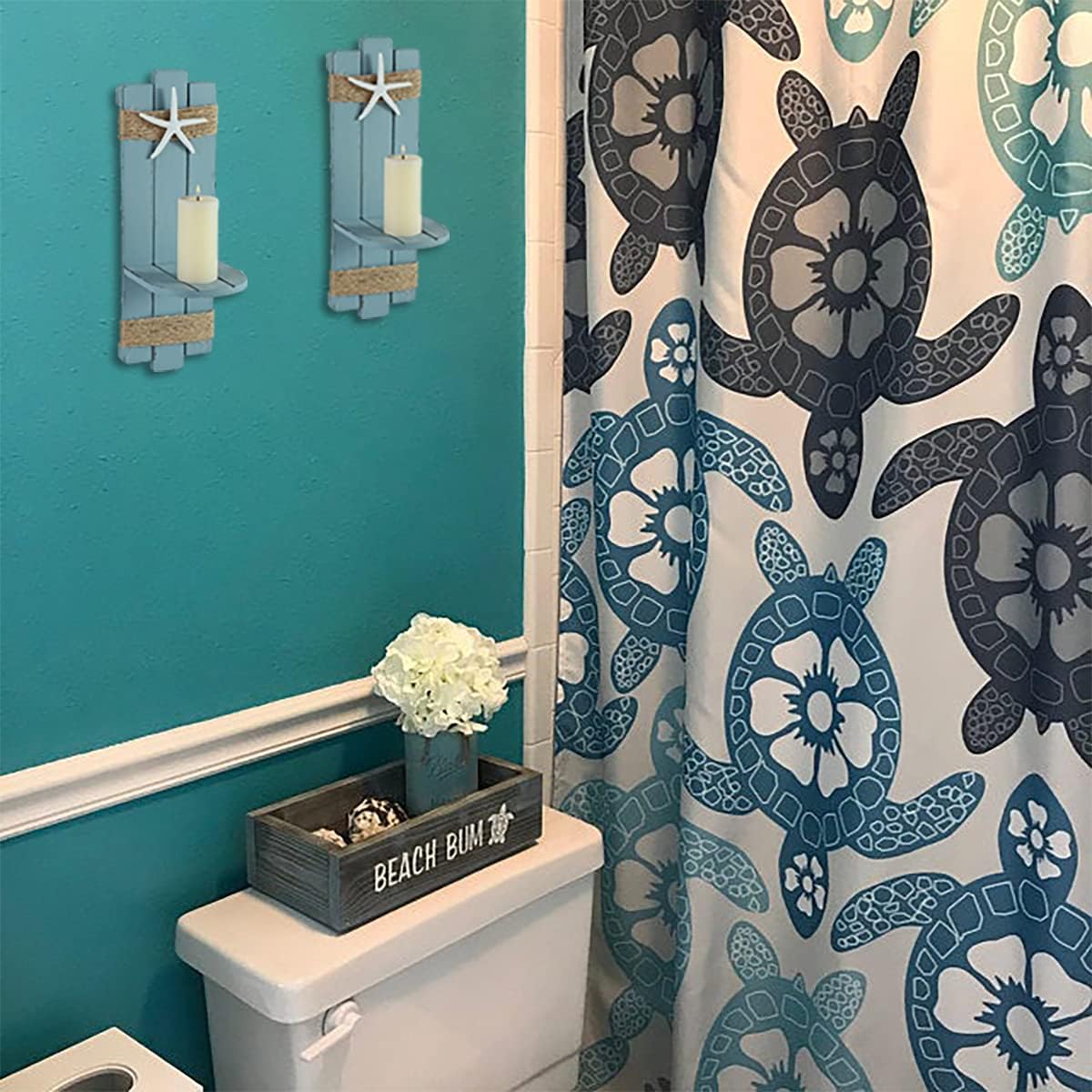 SOMTO Beach Starfish Wall Candle Sconces Set of 2
