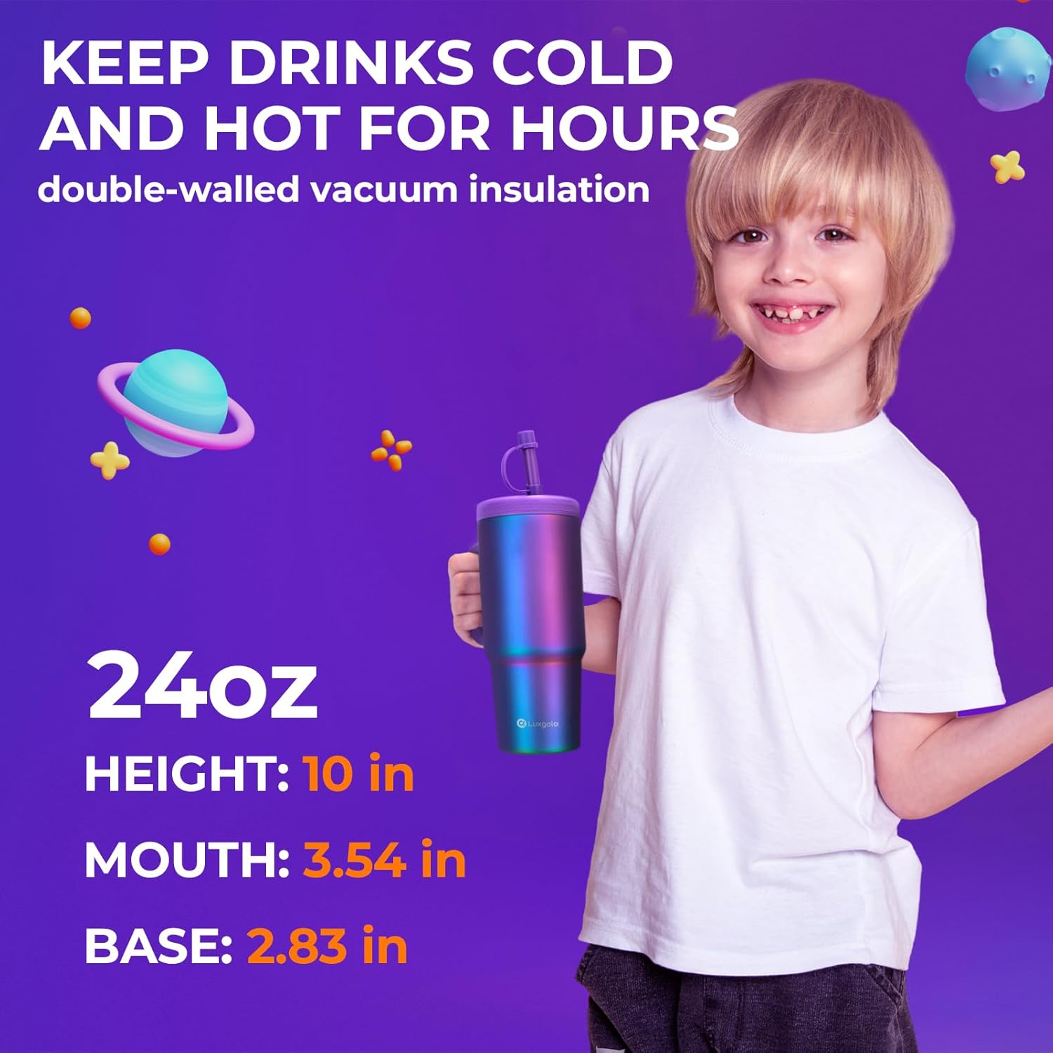 Luxgola Kids 24 oz Tumbler with Handle and Leak Proof Lid