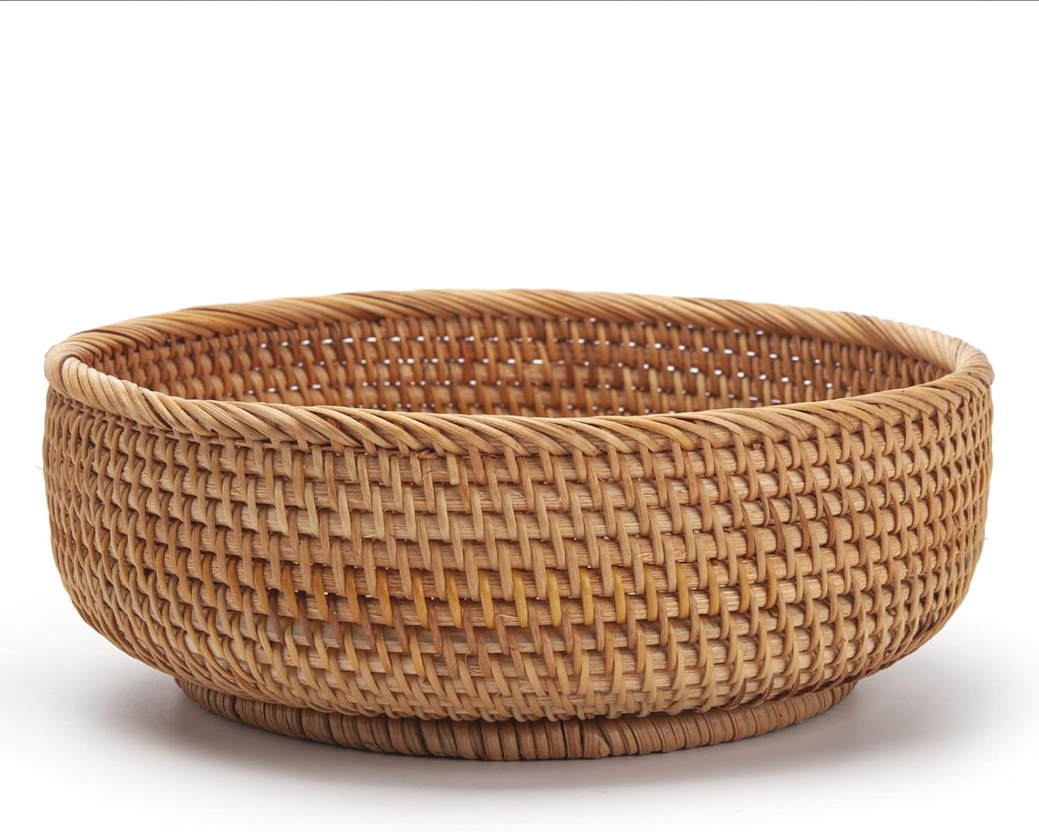 DECRAFTS Round Rattan Fruit Baskets Stackable Set of 3