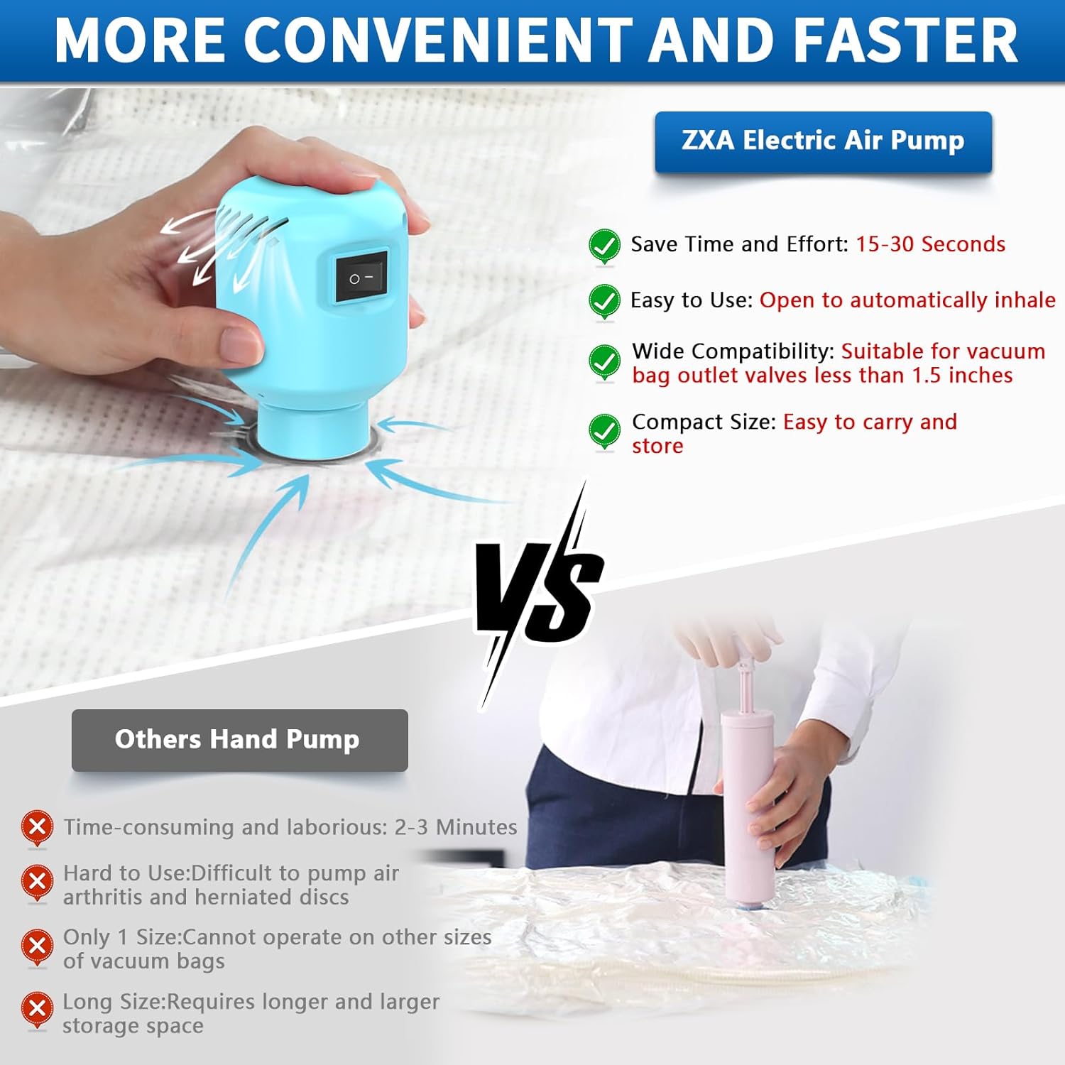 ZXA Vacuum Storage Bags with Electric Pump 8 Pack