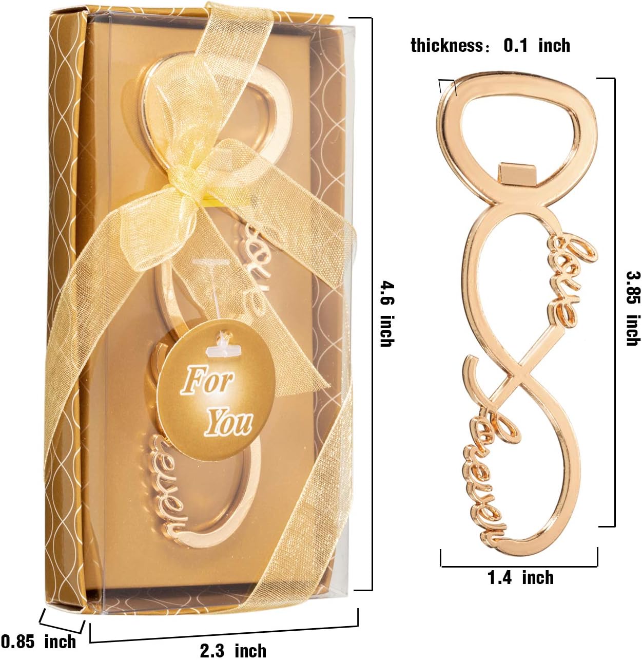 50 Packs Gold Love Forever Bottle Opener Wedding Favors