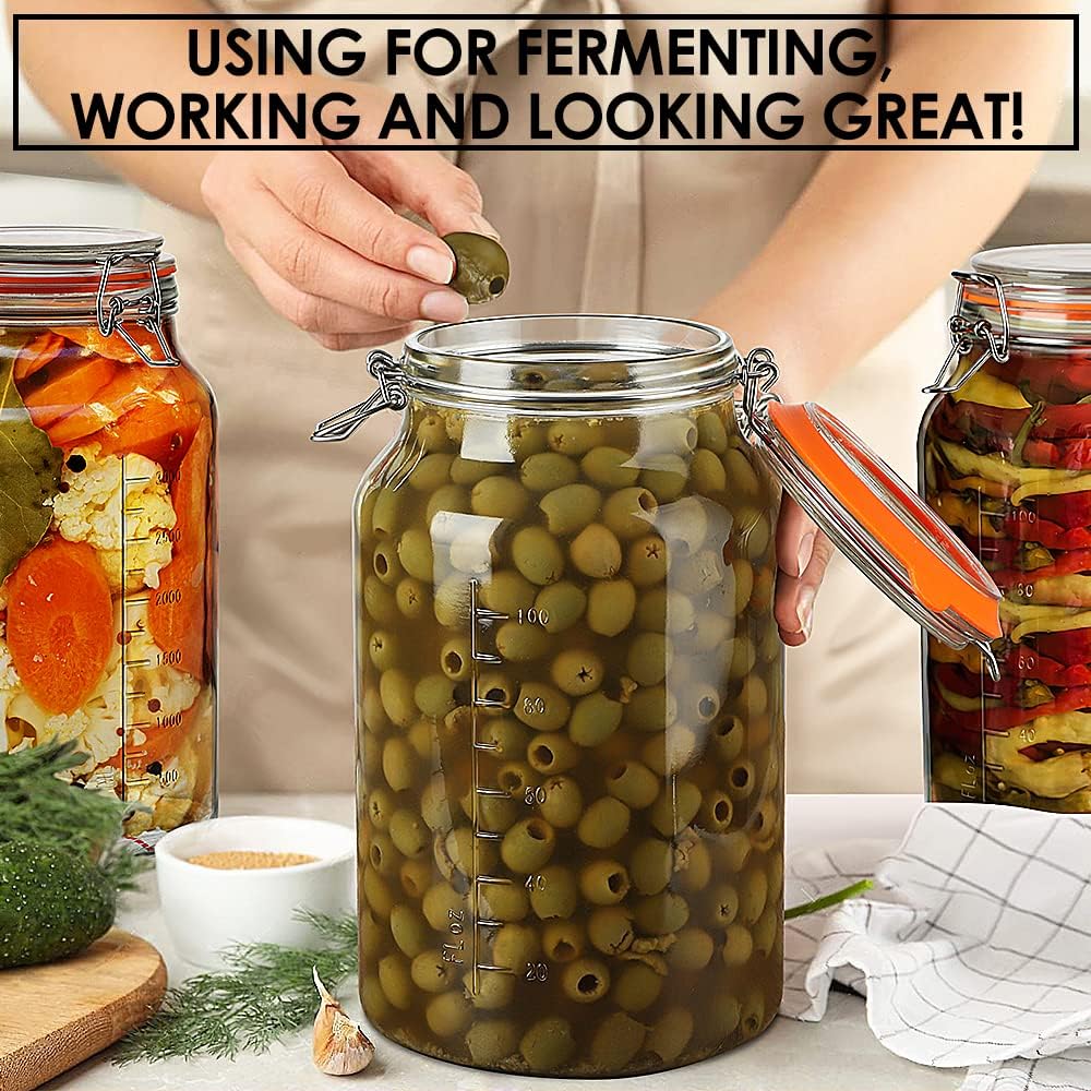Super Wide-Mouth Glass Jars with Hinged Lids 2-Pack