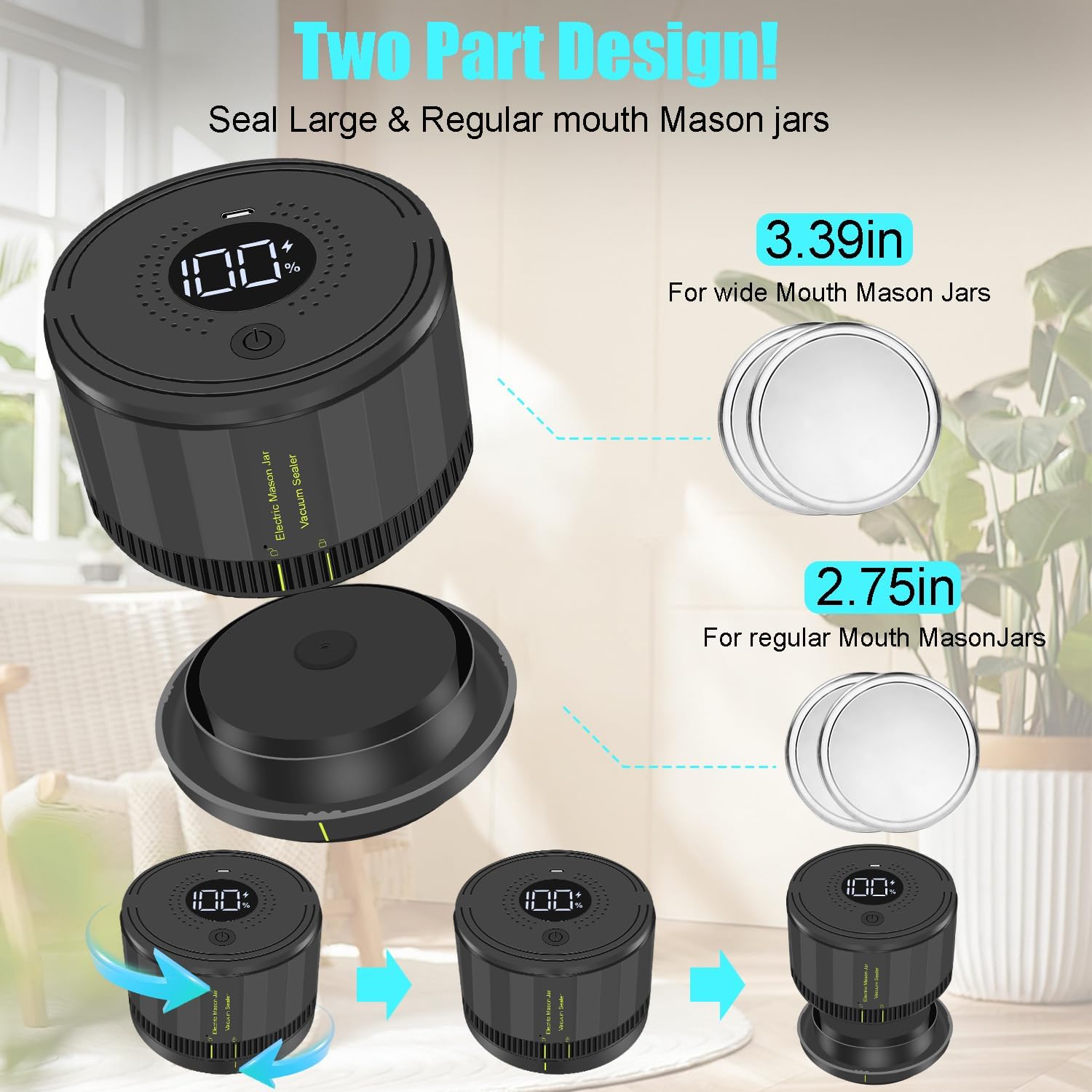 Auto Stop Electric Mason Jar Vacuum Sealer Kit