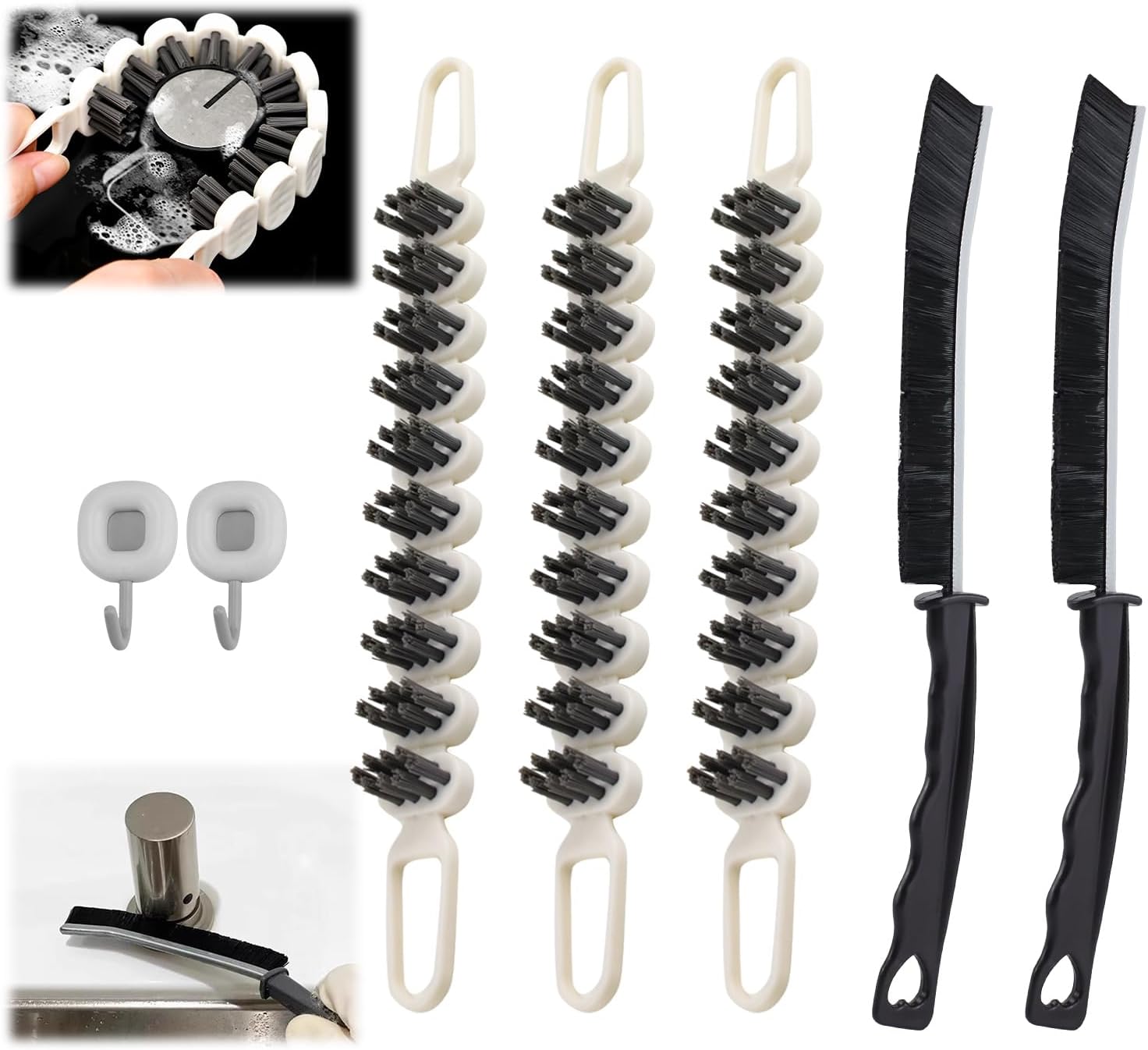 Zxbaers 3 Piece Bendable Cleaning Brushes Set