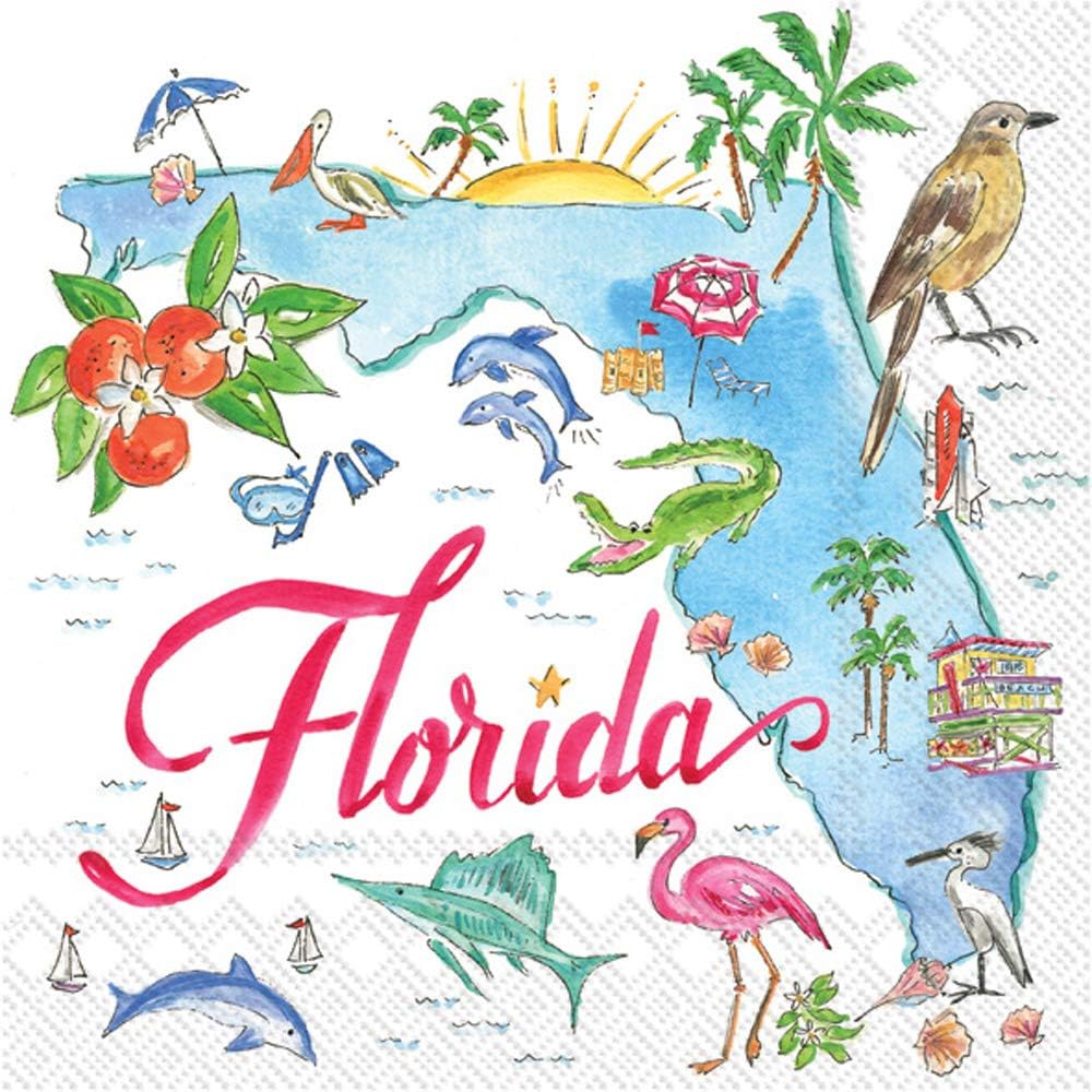 Ihr Ideal Home Cocktail Napkins Florida 20-Count 5x5
