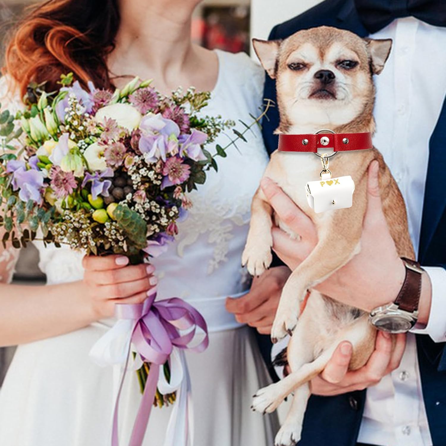 Dog Ring Bearer Pillow - Leather Wedding Ring Holder Box for Proposal Engagement