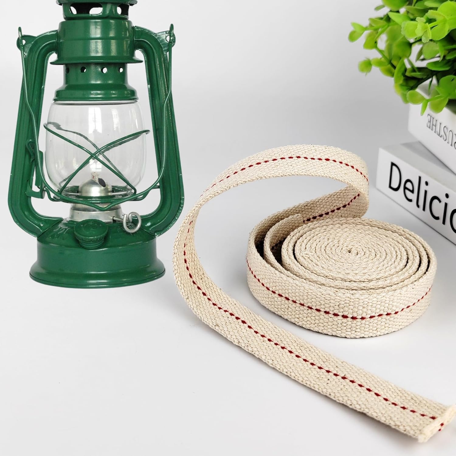 JUNSDUKE 1 Roll 65 Feet Oil Lamp Wick 34 Inch Flat Cotton Replacement