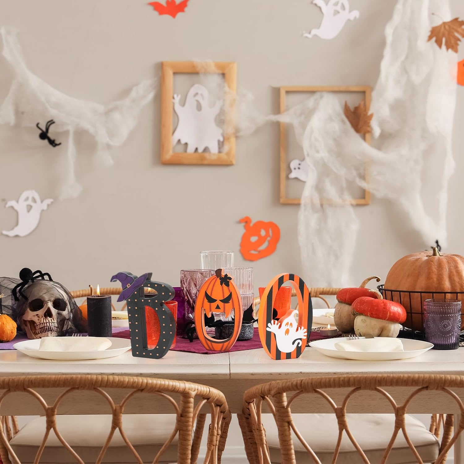 COCHIE BOO Halloween Signs Set of 3 Retro Decor