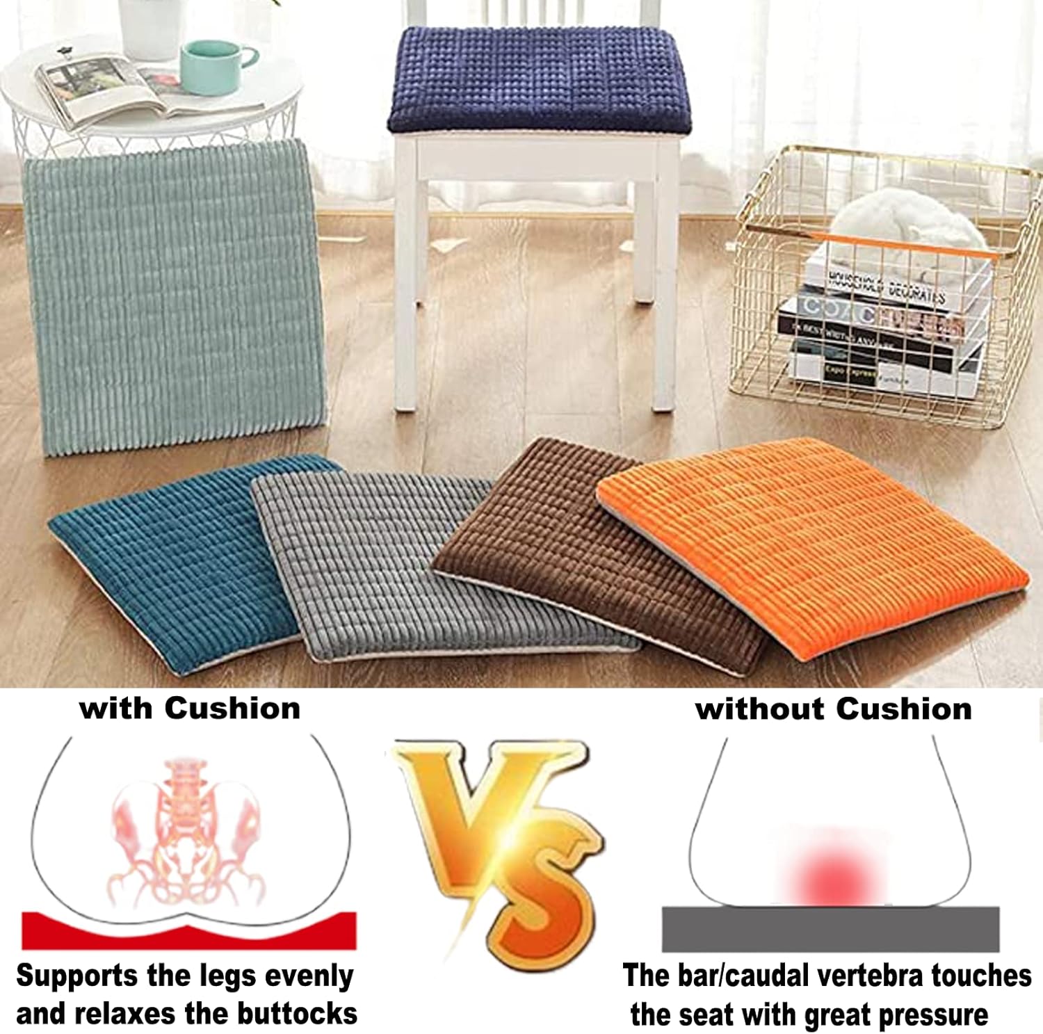 Corduroy Stripe Chair Cushion Set of 2