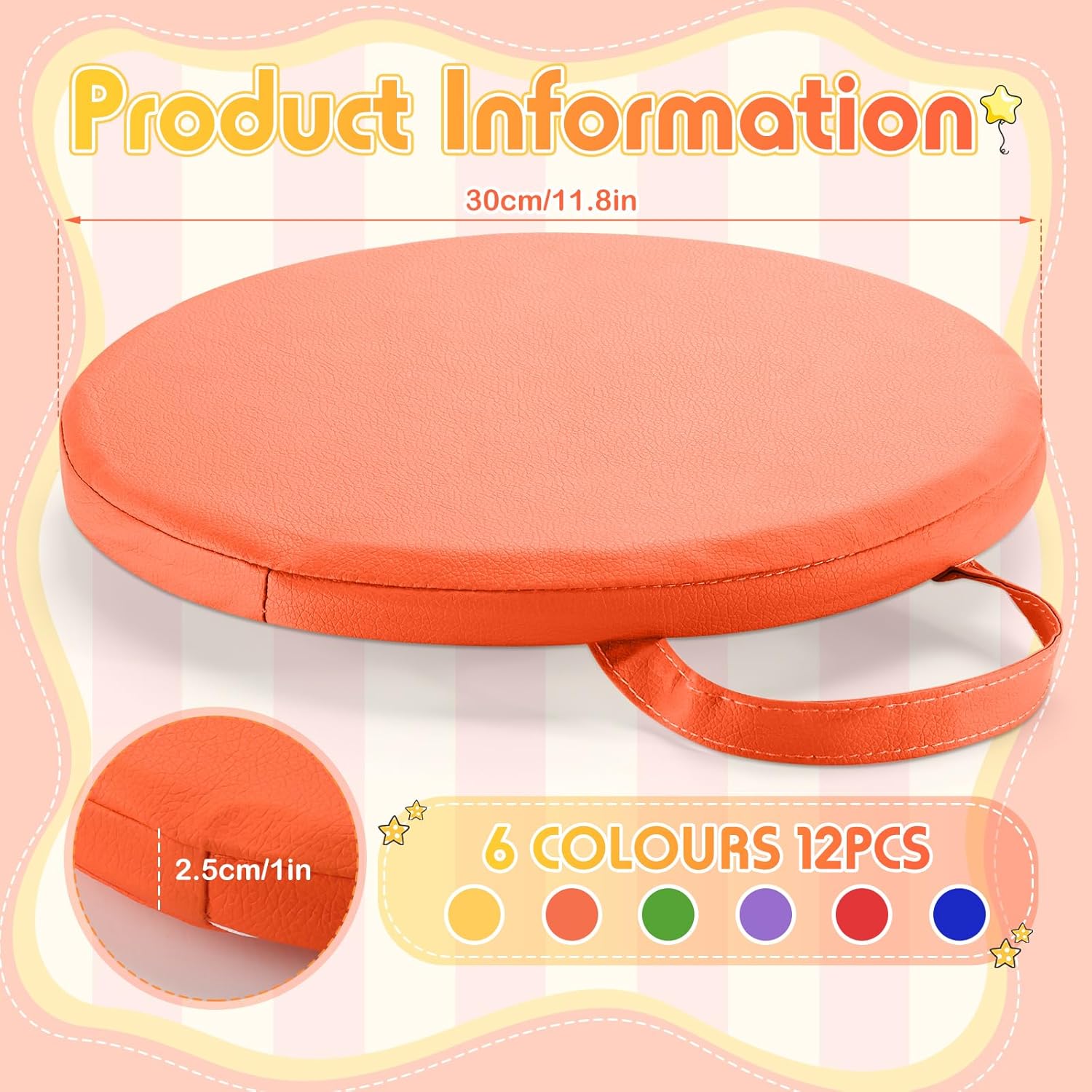 Suzile 12 Pcs Round Floor Cushions for Kids