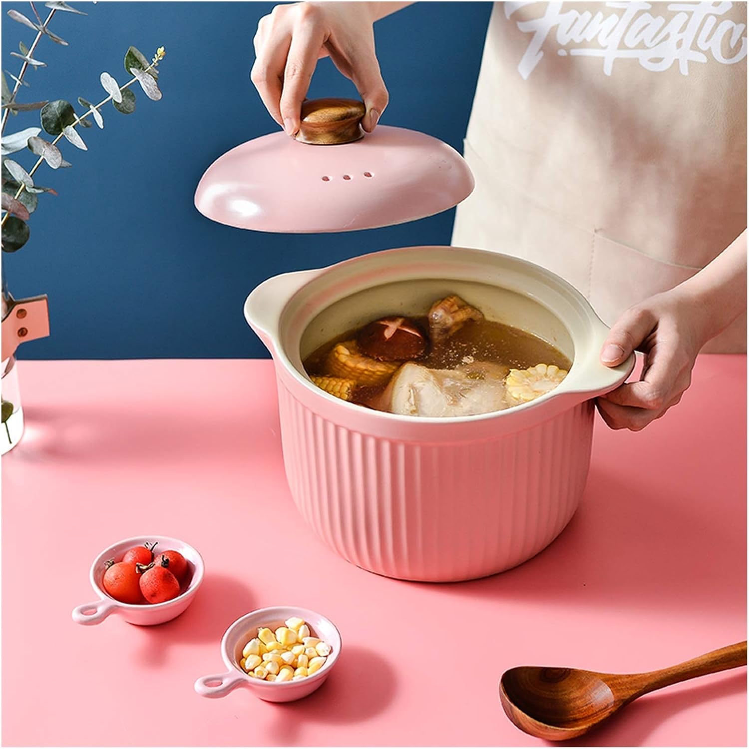 SISWIM 18L Gold Ceramic Stock Pot with Lid