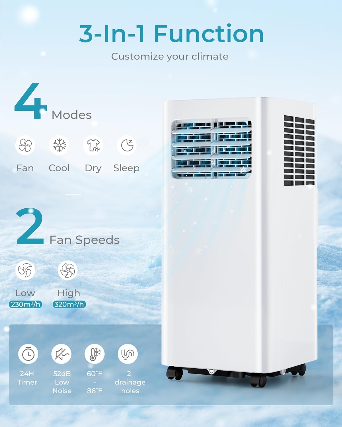 EUHOMY 8000 BTU Portable AC Unit 3 in 1