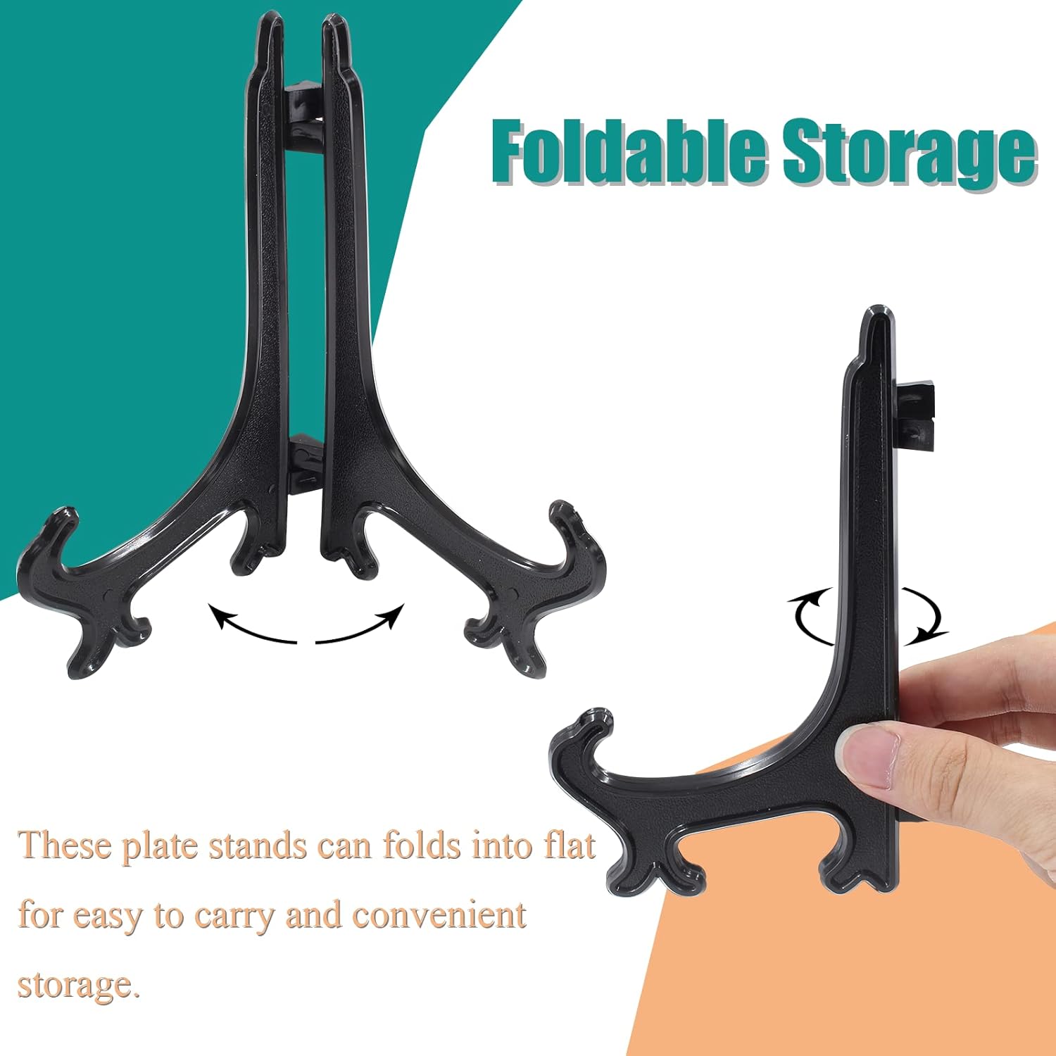 Zorfeter 25Pcs 4Inch Black Plastic Easel Stands Display Holders