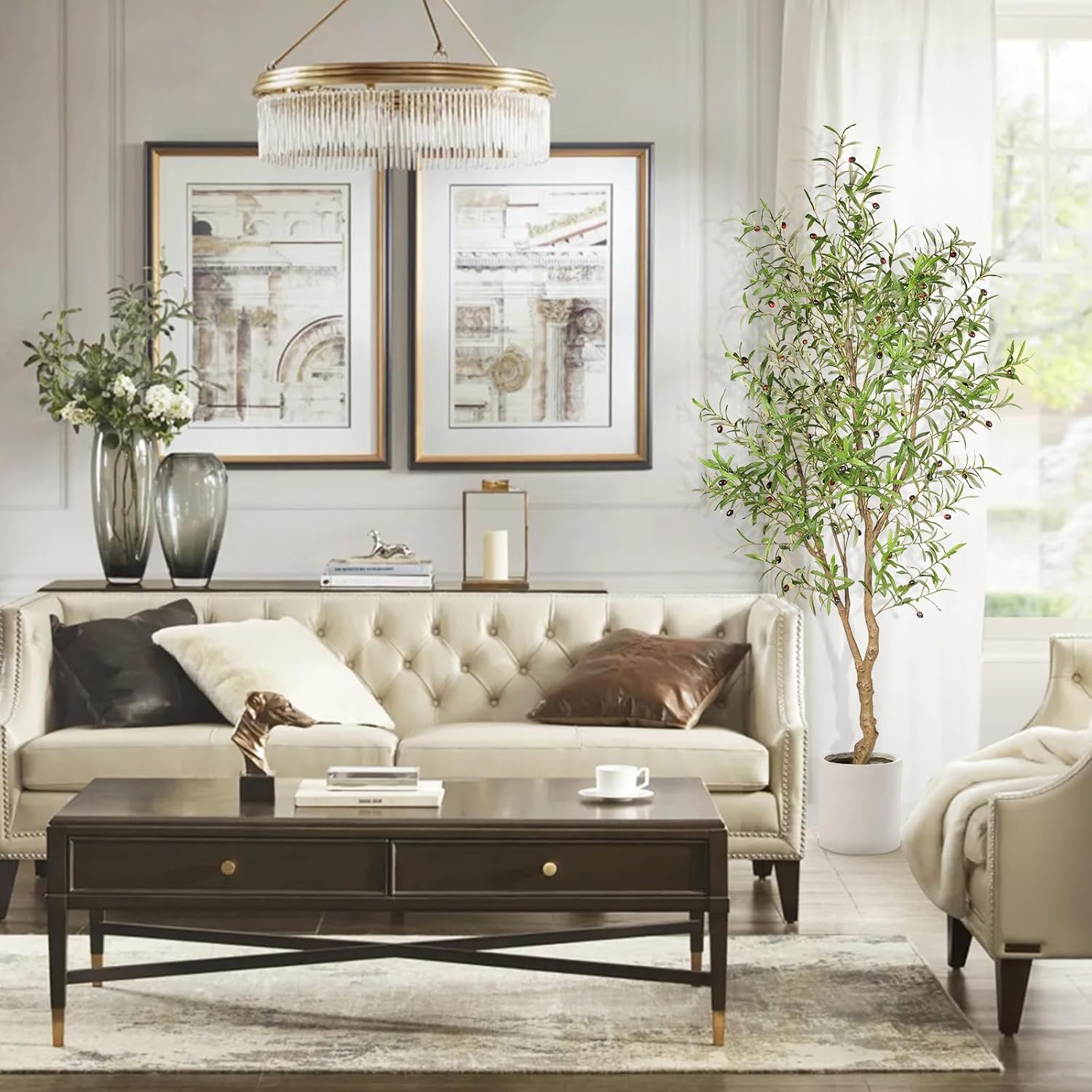 7ft Faux Olive Tree for Home Office Decor