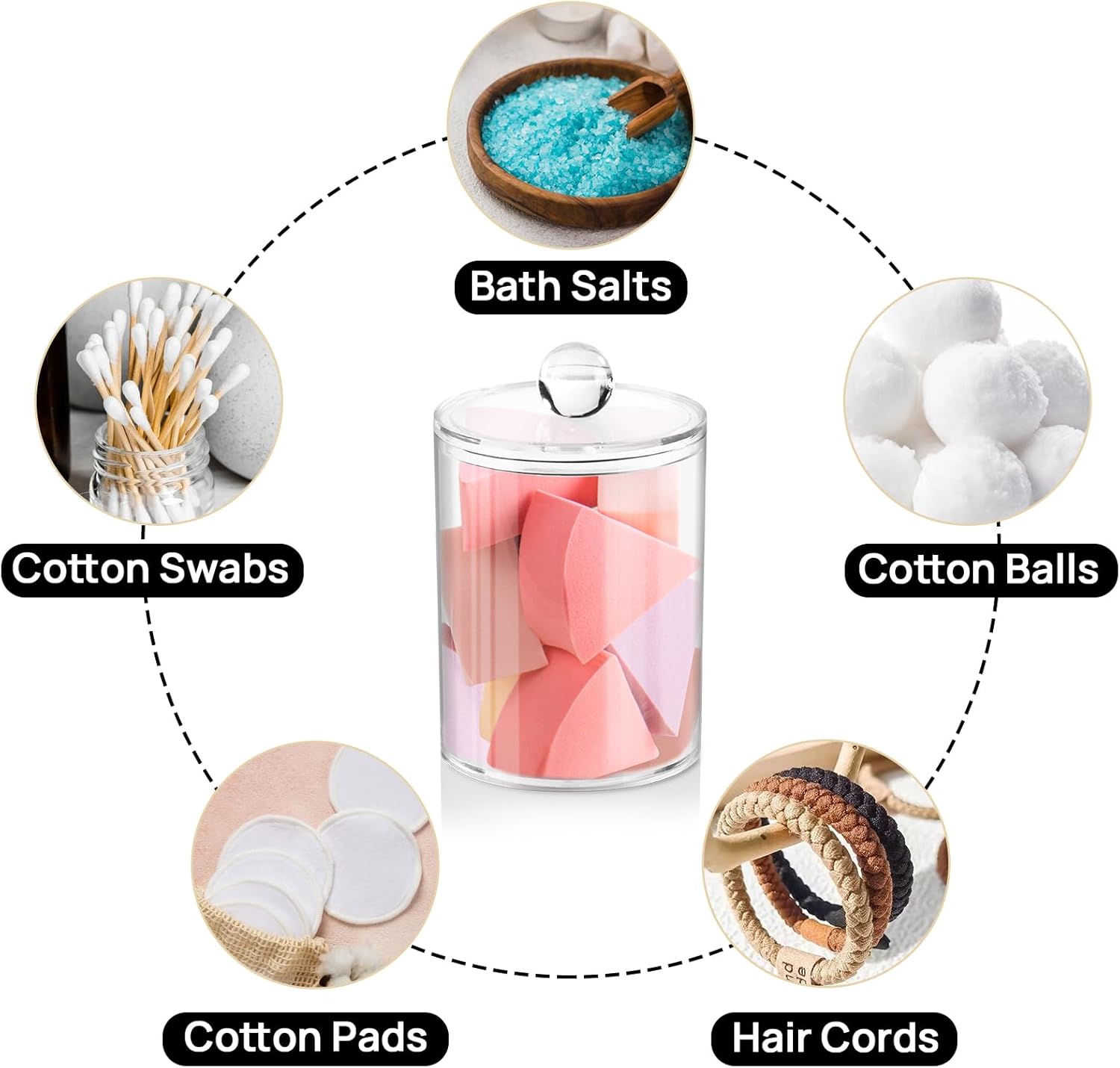 2 Pack Qtip Holder - Clear Storage Jars for Bathroom and Vanity