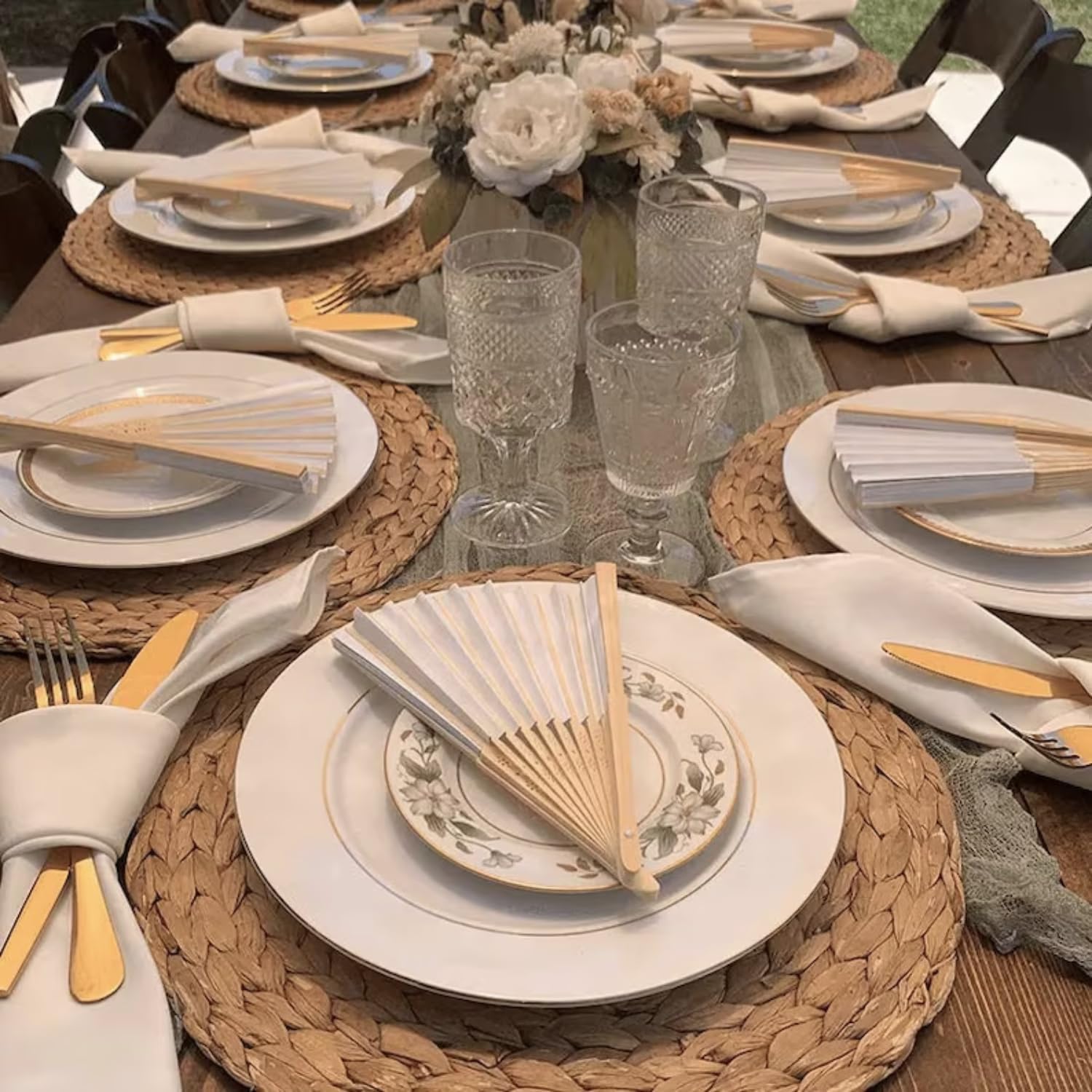 Personalized Wedding Handheld Folding Fans 25Pcs with Bags