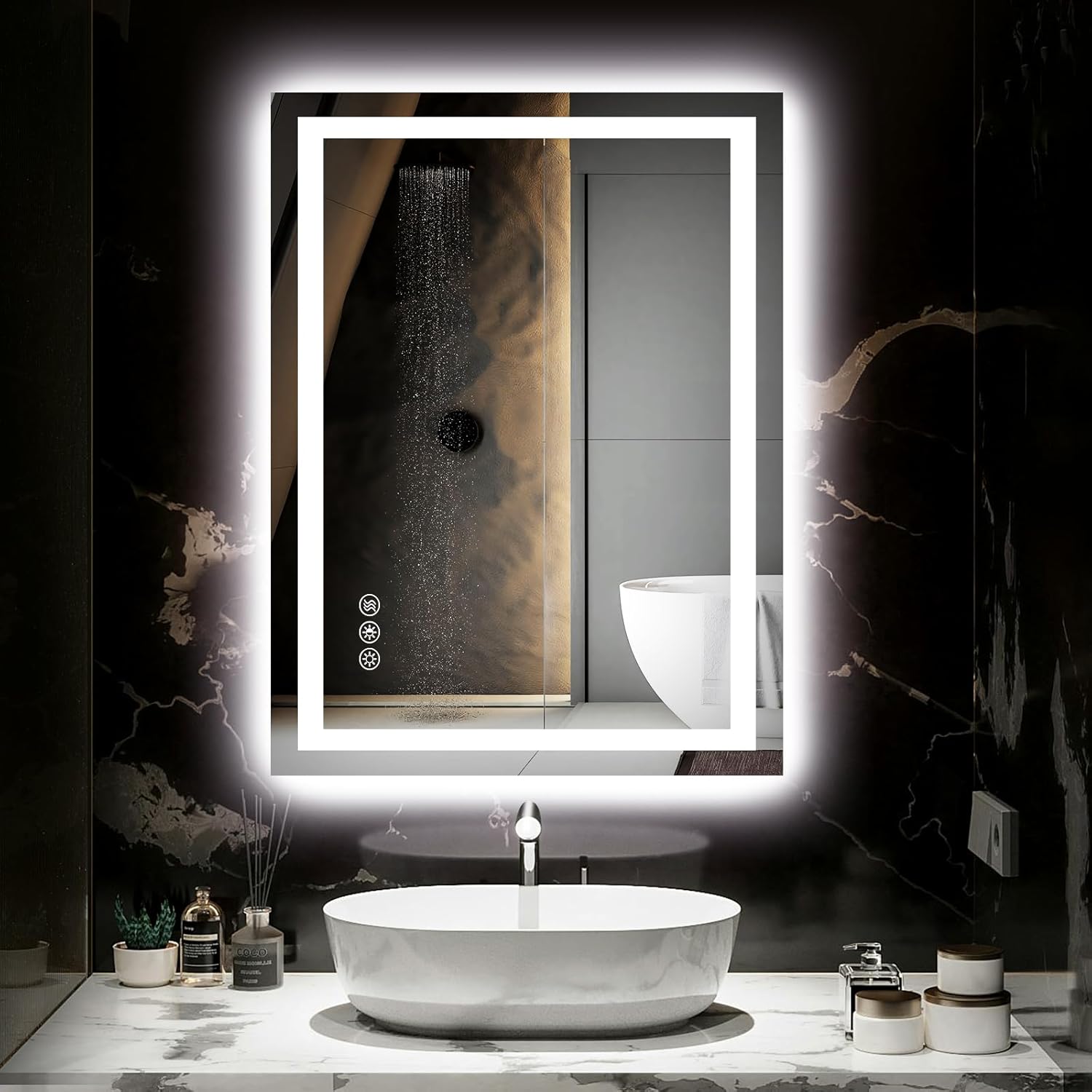 LED Bathroom Mirror with Lights 24x32 Dimmable Smart Mirror