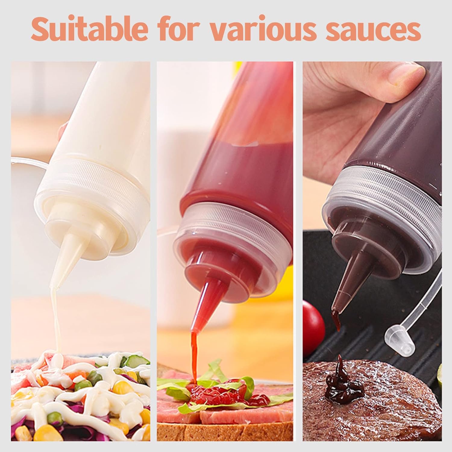 6 Pcs 8 Oz Condiment Squeeze Bottles with Twist Caps and Measurement
