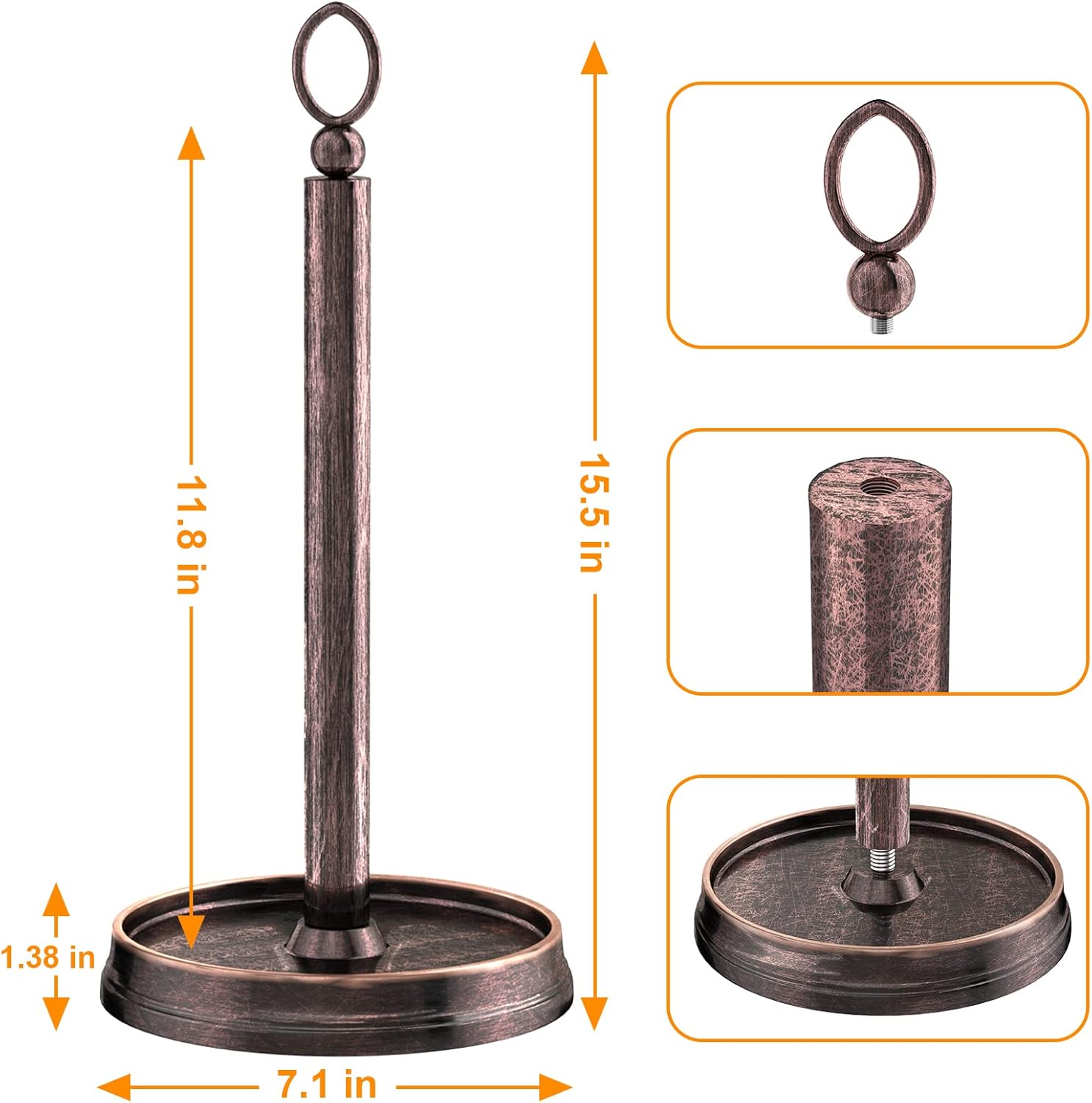 Stylish Paper Towel Holder with Weighted Base Black Oil Rubbed Bronze