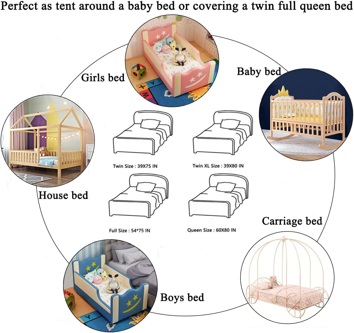 Gold Star Princess Bed Canopy with Lights for Girls and Boys
