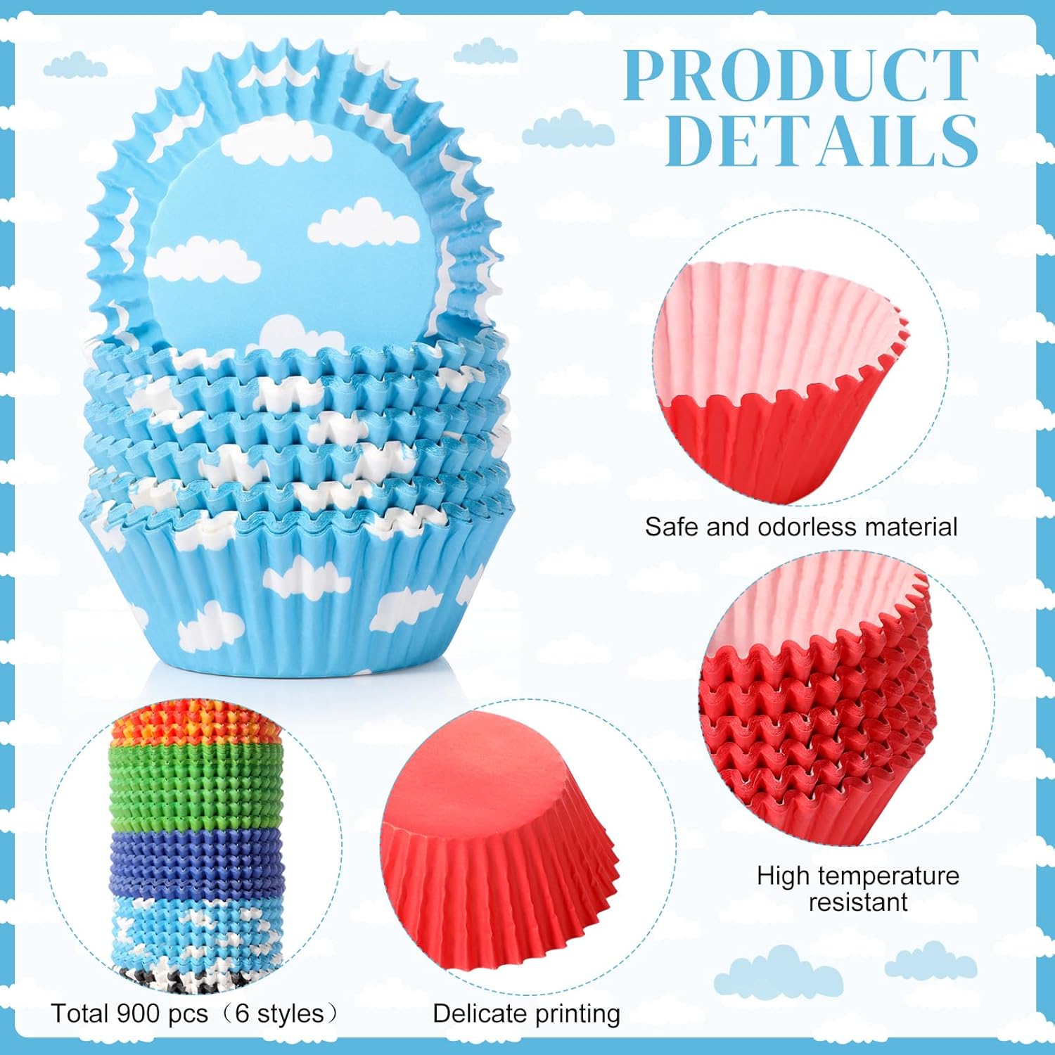 Vesici 900 Count Cartoon Birthday Cupcake Liners