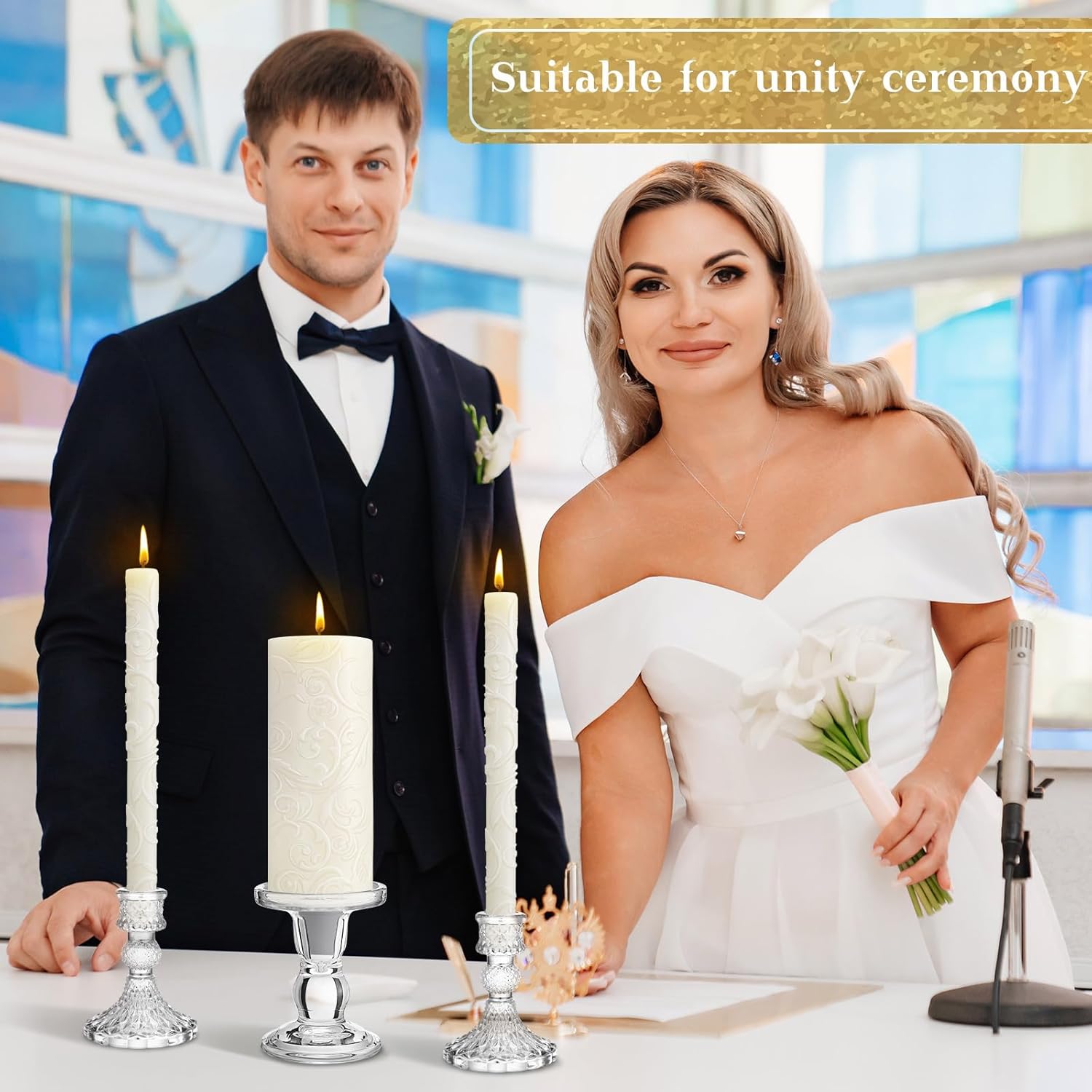 Irenare Unity Candles with Holder for Wedding Ceremony Decorations